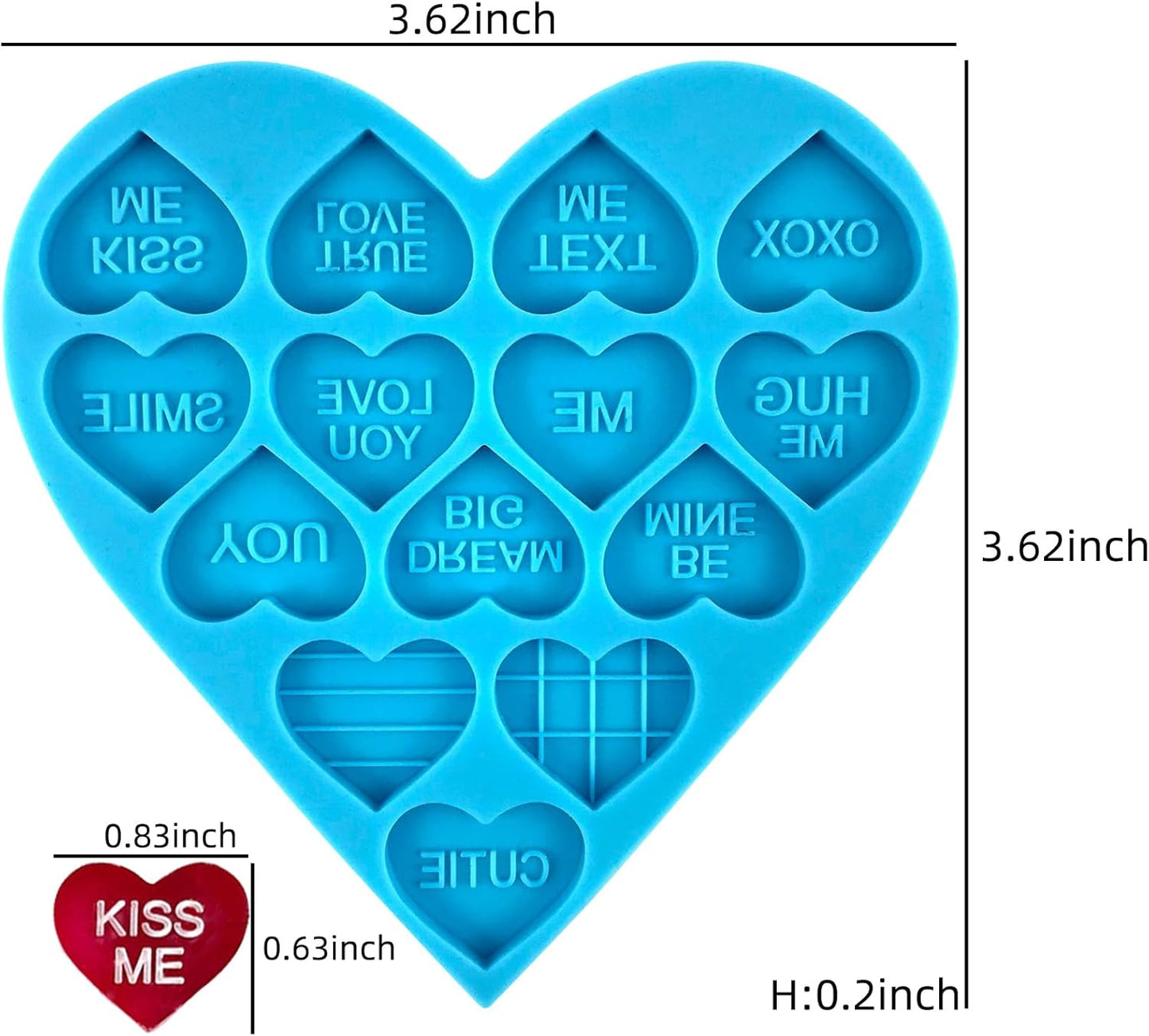 Heart Resin Molds 5pcs Valentine's Heart Silicone Resin Molds for Keychain, Epoxy Resin Casting, Jewelry Making, Valentine Cake Decoration, Cupcake Topper