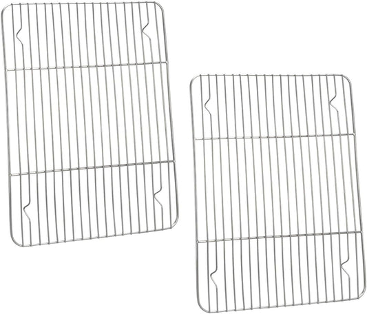 P&P CHEF Cooling Baking Rack Pack of 2, Stainless Steel Cooling Racks for Cooking Baking Roasting Grilling Drying, Dense Wires & Smooth Edge, Easy to clean, Silver, 11.6" x 9"
