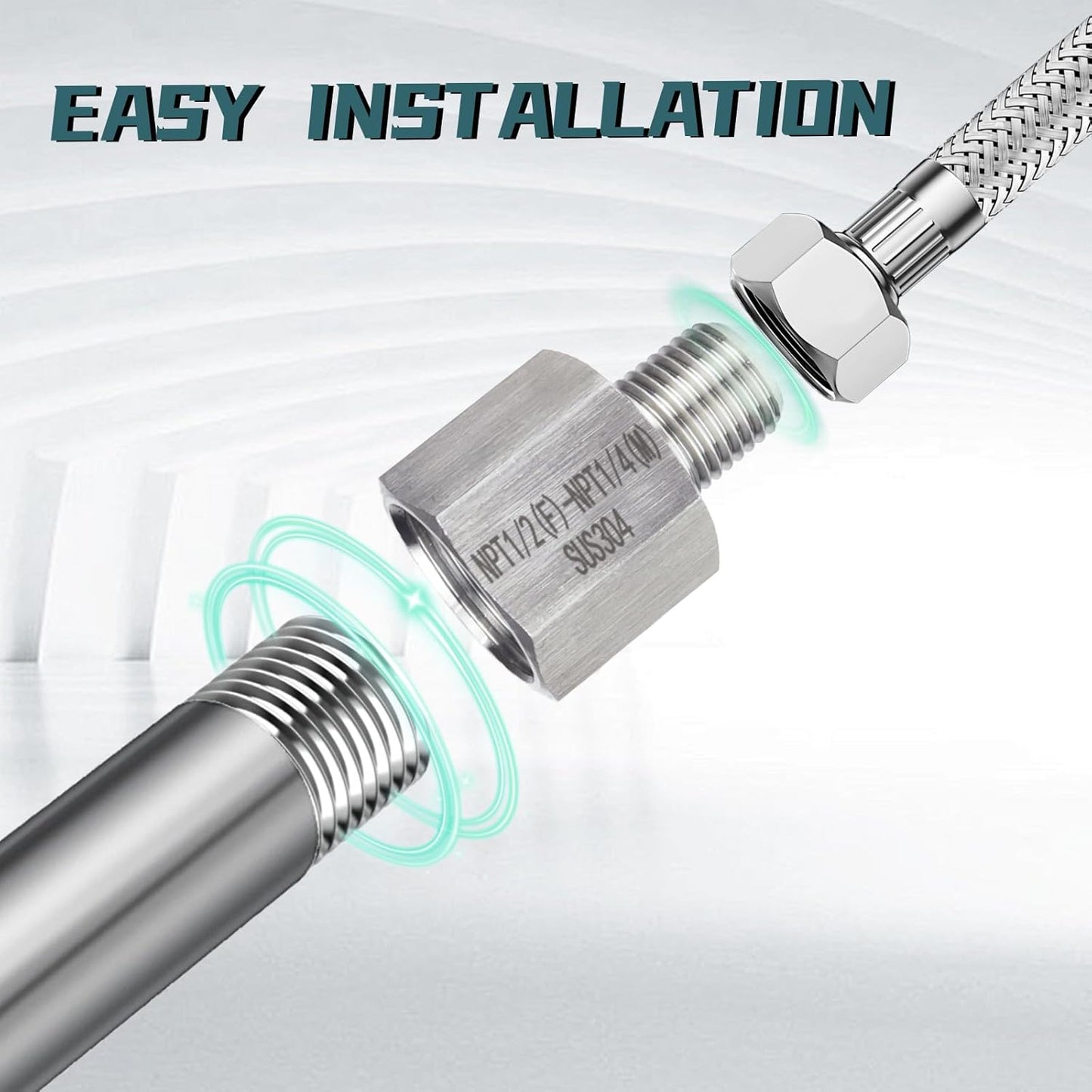 2 pieces Npt1/8 Female to Npt1/8 Male Reducer,1/8-1/8Water pipe Adapter, Fabricate of 304 Stainless Steel