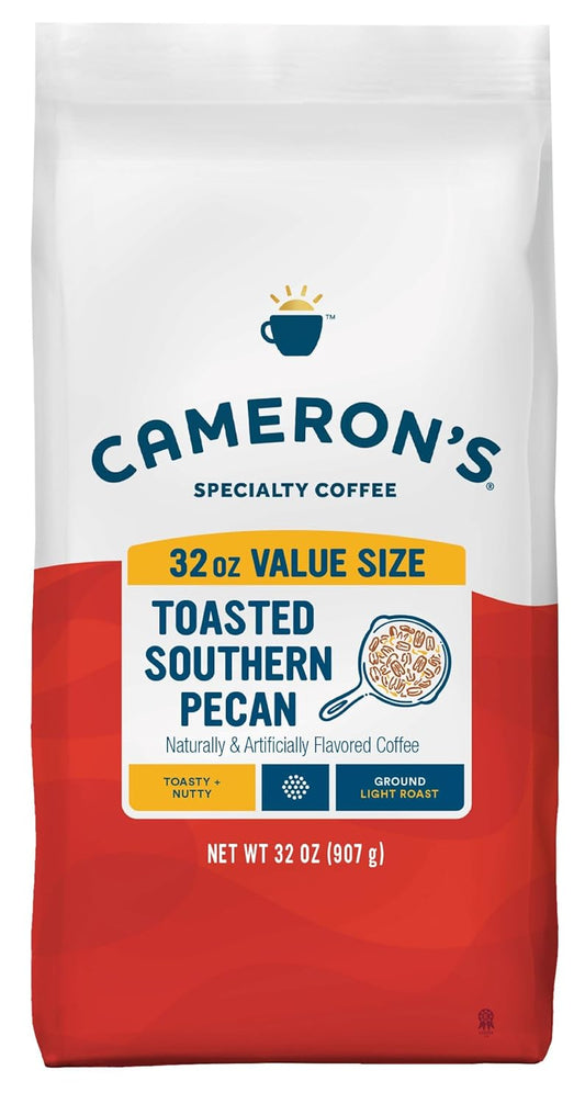 Cameron's Coffee Roasted Ground Coffee Bag, Flavored, Toasted Southern Pecan, 32 Ounce