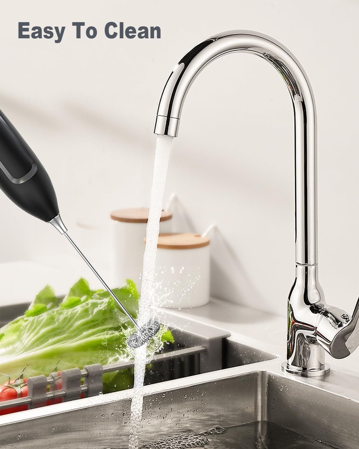 Milk Frother Handheld with Stand, Battery-Operated Electric Foam Maker Frother Wand, Whisk Drink Mixer & Foamer for Coffee, Latte, Matcha, Hot Chocolate