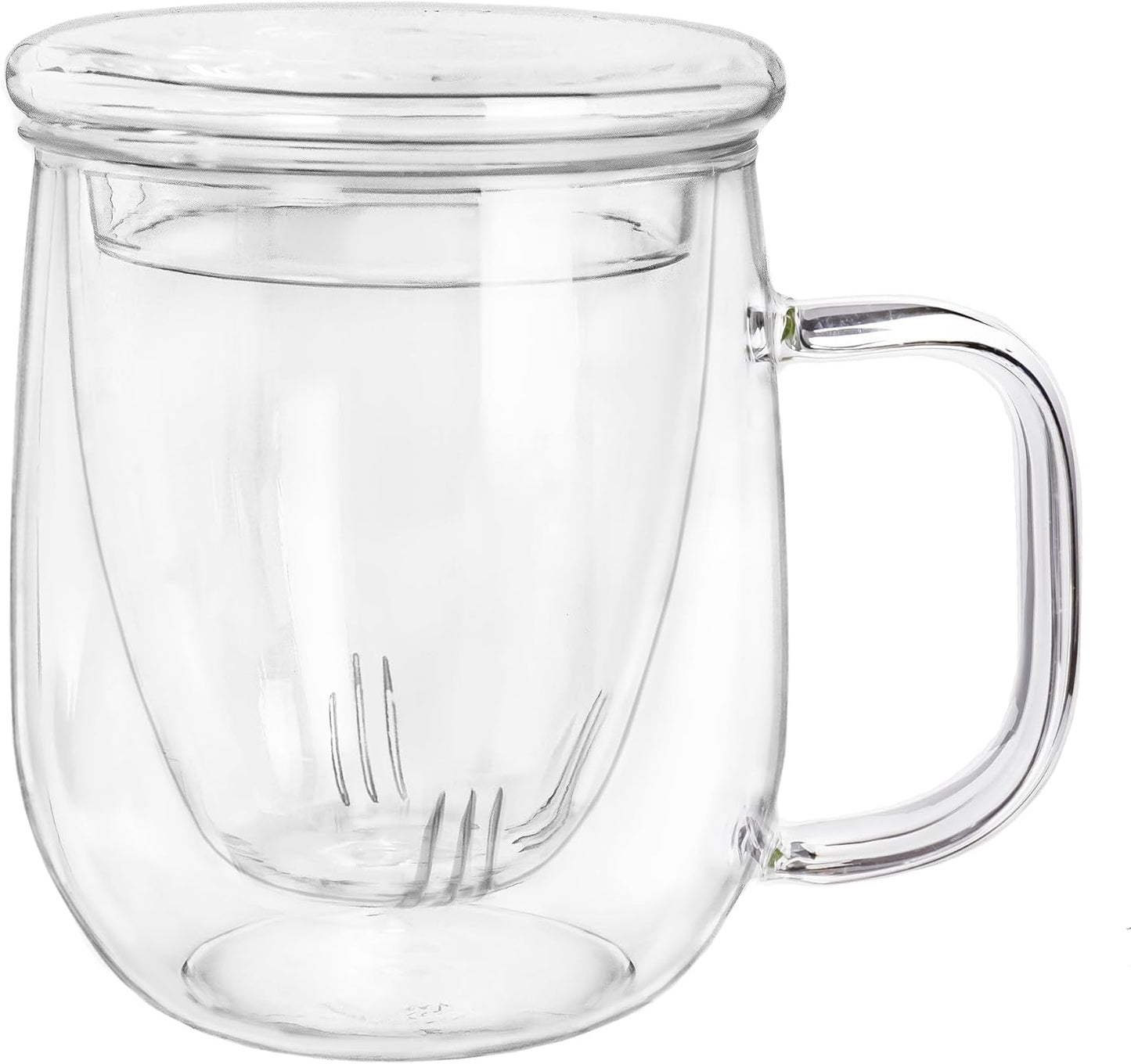 Creano Tea Glass 450 ml – Large Tea Cup with Strainer and Glass Lid – An ideal Tea Maker