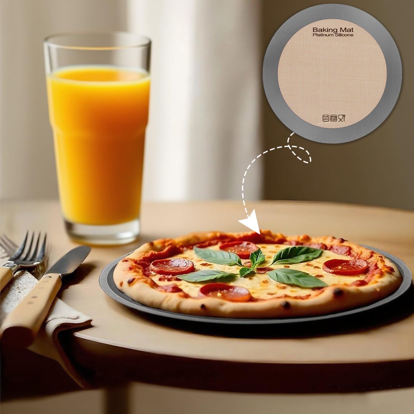 Silicone Baking Mat - Best Platinum Silicone - Sopito Non-Stick Reusable, Food Safe Baking Mat, 5Pcs Set of 2 Half Sheet Size & 2 Quarter Baking Sheets and 1 9'' Pizza Mat, Grey