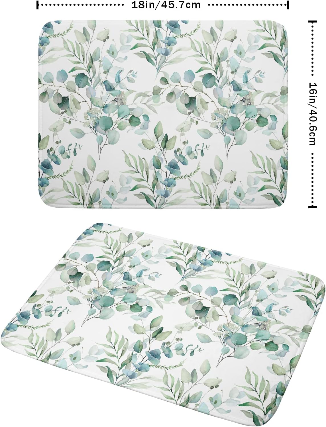 Watercolor Sage Leaves Dish Drying Mats for Kitchen Counter 16x18 Inch,Spring Leaves Kitchen Drying Mat,Sage Herbs Dishes Pad Dish Drainer Rack Mats Absorbent Fast Dry Kitchen Accessories