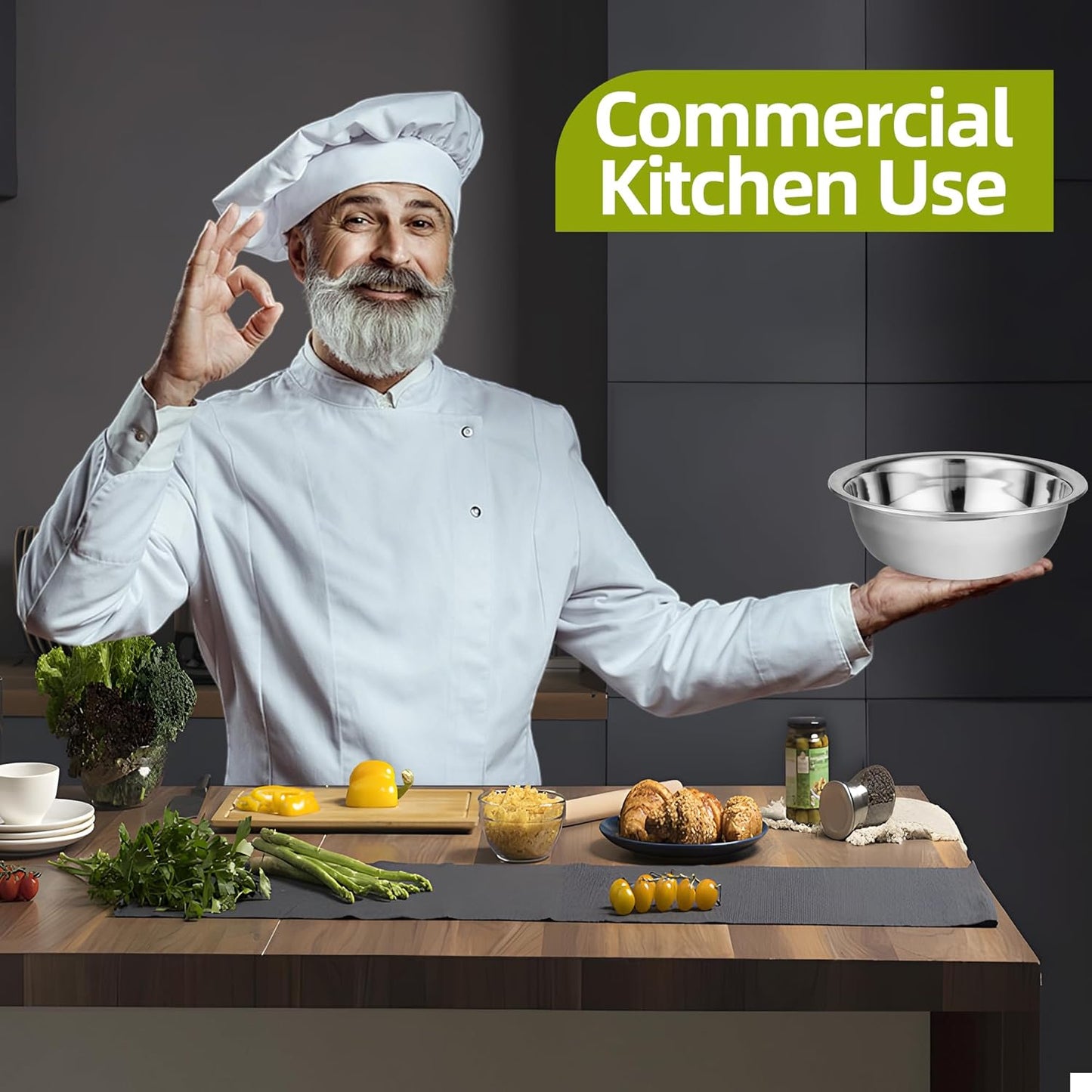 12 Pack 8.66 x 2.64 Inch Stainless Steel Mixing Bowls for Bulk Food Prep with Nesting Design for Hotel Restaurant and Home Kitchen Cooking in Silver