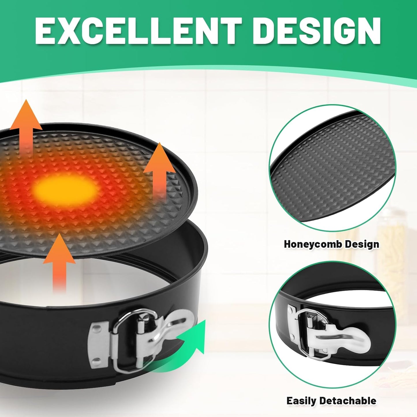 Springform Cake Pan Set,Non-Stick Springform Pans Set of 4 (4, 7, 9,10inches),Leak-Proof Round Cake Pans with Removable Bottom for Baking Cake Pie Pizza and Quiches (Black4)