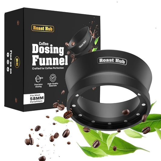 58mm Magnetic Dosing Funnel for Portafilter Espresso Machine ~ High Strength 12 Magnet Design ~ Fits Most Express Coffee Machines ~ Home Barista Espresso Portafilter Adapter ~ UK Brand