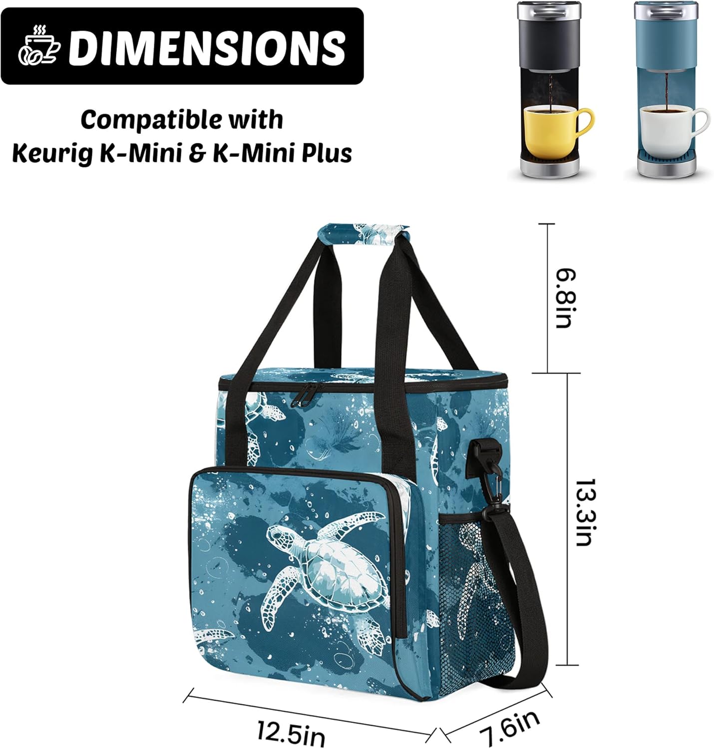 Coffee Maker Carring Bag Travel Storage Tote Bag Compatible with Keurig K-Mini or K-Mini Plus nespresso vertuo machine Portable Single Serve Coffee Brewer Case with Pockets for K-cup Pods(Bag Only)