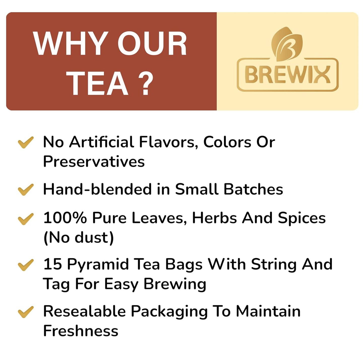 BREWIX, Chocolate Rooibos Herbal Tea Bags, (15 Pyramid Tea Bags) | Red Tea with Cocoa | Rooibos, Cinnamon, Spearmint, Peppermint Tea | Naturally Caffeine-Free