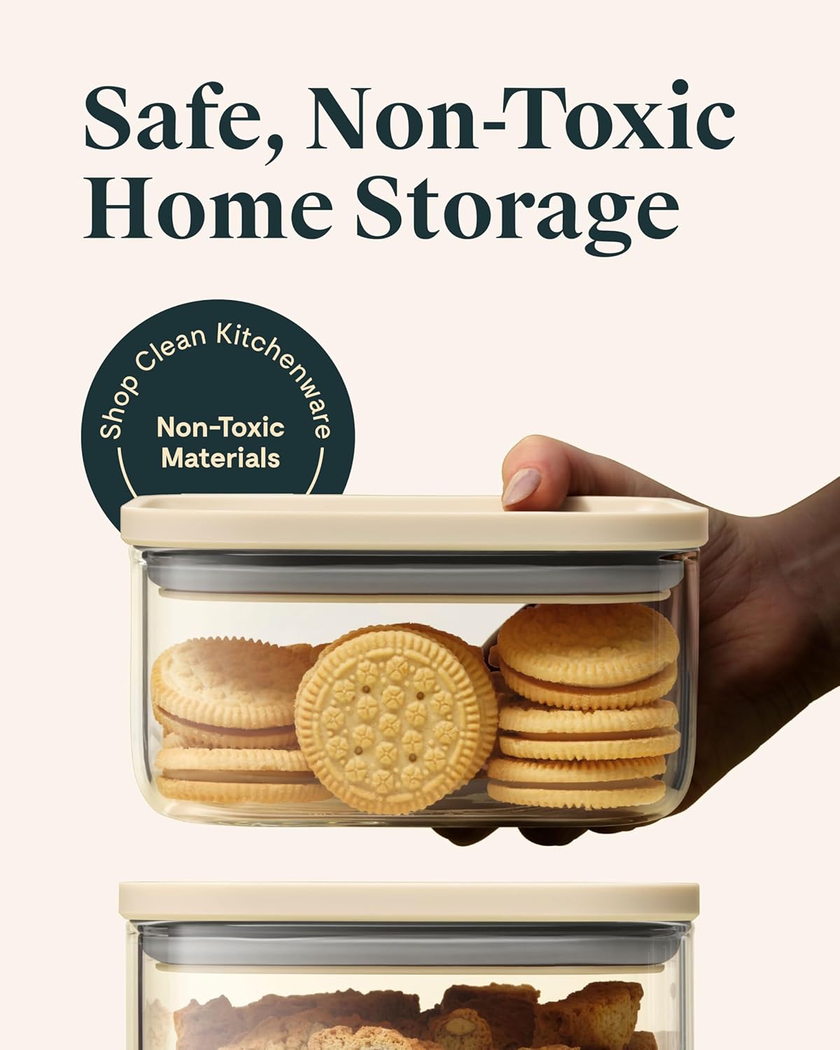 Caraway 1qt Glass Airtight Food Storage Container with Lid – Non-Toxic, BPA-Free Kitchen Storage Container – Stackable, Space-Saving Airtight Container for Dry Goods and More - Mist