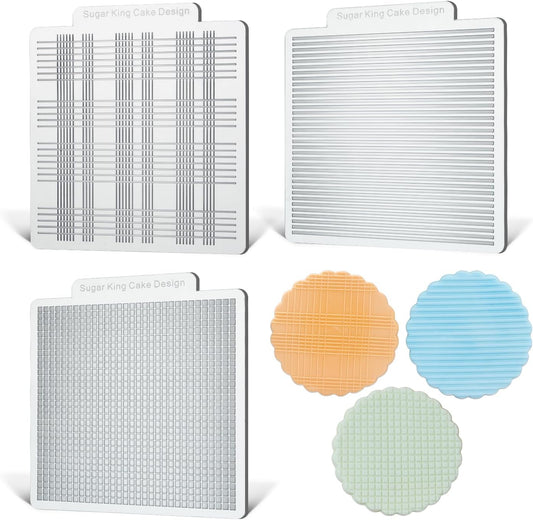 KALAIEN 3 Pack Cookie Embosser Set, Fondant Impression Mats Acrylic Embosser for Fondant Stamps, Texture Sheets for Polymer Clay, Chocolate, Cupcake Topper, Fondant Molds-Style 2