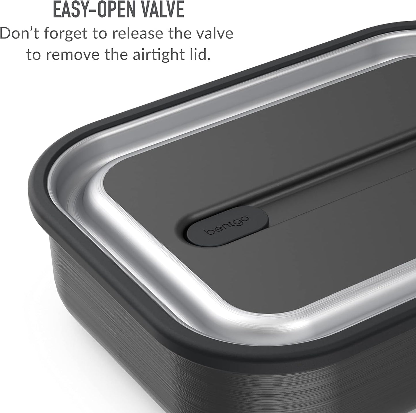 Bentgo MicroSteel Leak-Proof Lunch Box - Microwave-Safe, Oven-Safe, Bento-Style Container with Removable Divider, Airtight Lid, Sustainable Design, Odor & Stain Resistant (Carbon Black)
