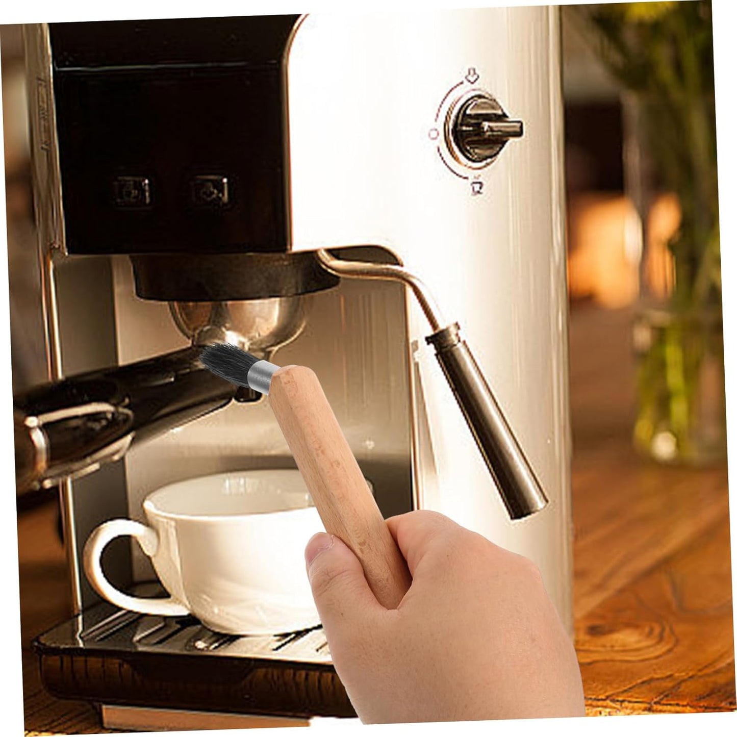 ARTIBETTER 2pcs Espresso Machine Cleaning Brush Natural Bristle Coffee Brush for Efficient Cleaning of Espresso Machines and Grinders Ergonomic Handle Essential Tool for Coffee