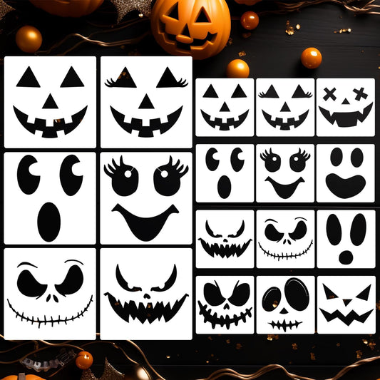 Halloween Stencils Pumpkin Face Stencils Reusable Ghost Face Stencil for Painting on Wood Fabrics DIY Crafts Decor