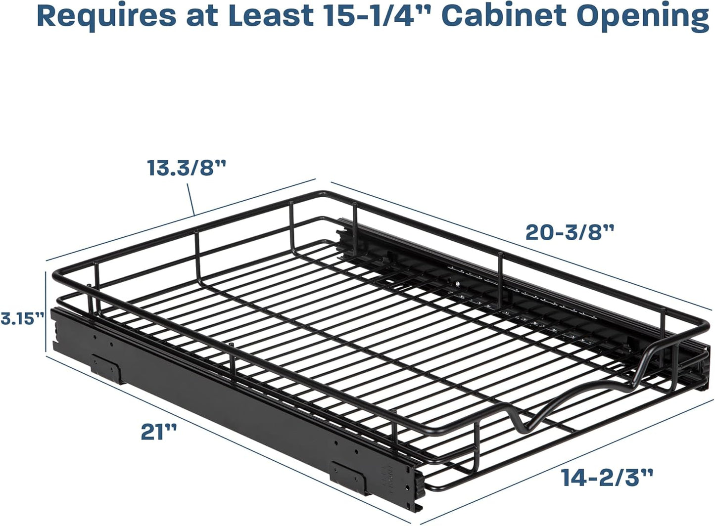 HOLDN’ STORAGE Pull Out Cabinet Organizer, Heavy Duty Caddy w/Lifetime Limited Warranty -14”W x 21”D - Requires At Least 15-1/4” Cabinet Opening, Steel Metal Cabinet Drawers Slide Out, Black