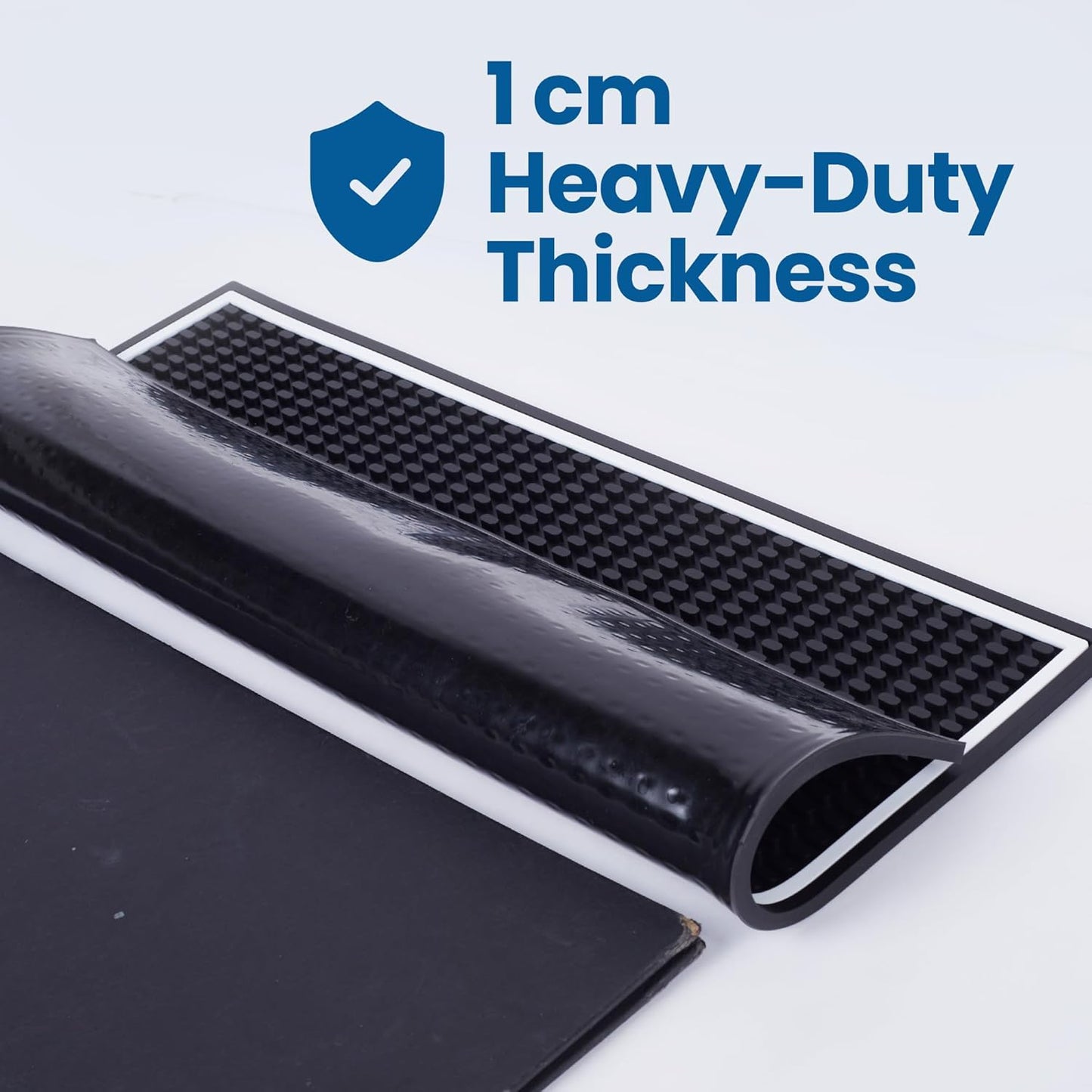 Premium Rubber Bar Mats for Countertop 18" x 12" White Edge Black Bar Mats for Bartending, Bar Service Mat, Home Bar, Coffee Mat Spill Matt (1 Piece)