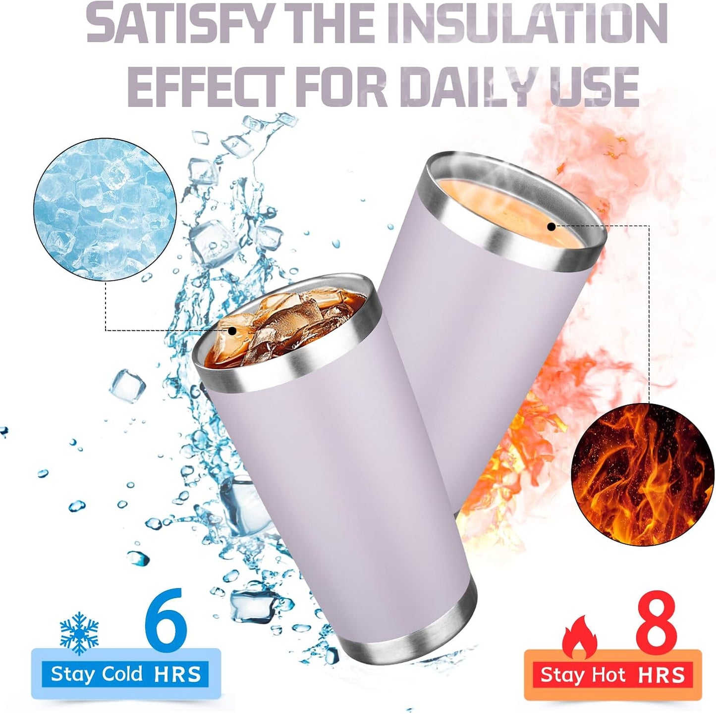 20oz Tumbler with Lid Double Wall Vacuum Insulated Travel Coffee Mug Stainless Steel Thermal Cup Powder Coated Sturdy Coffee Tumbler for Hot and Cold Beverage (Purple,1)