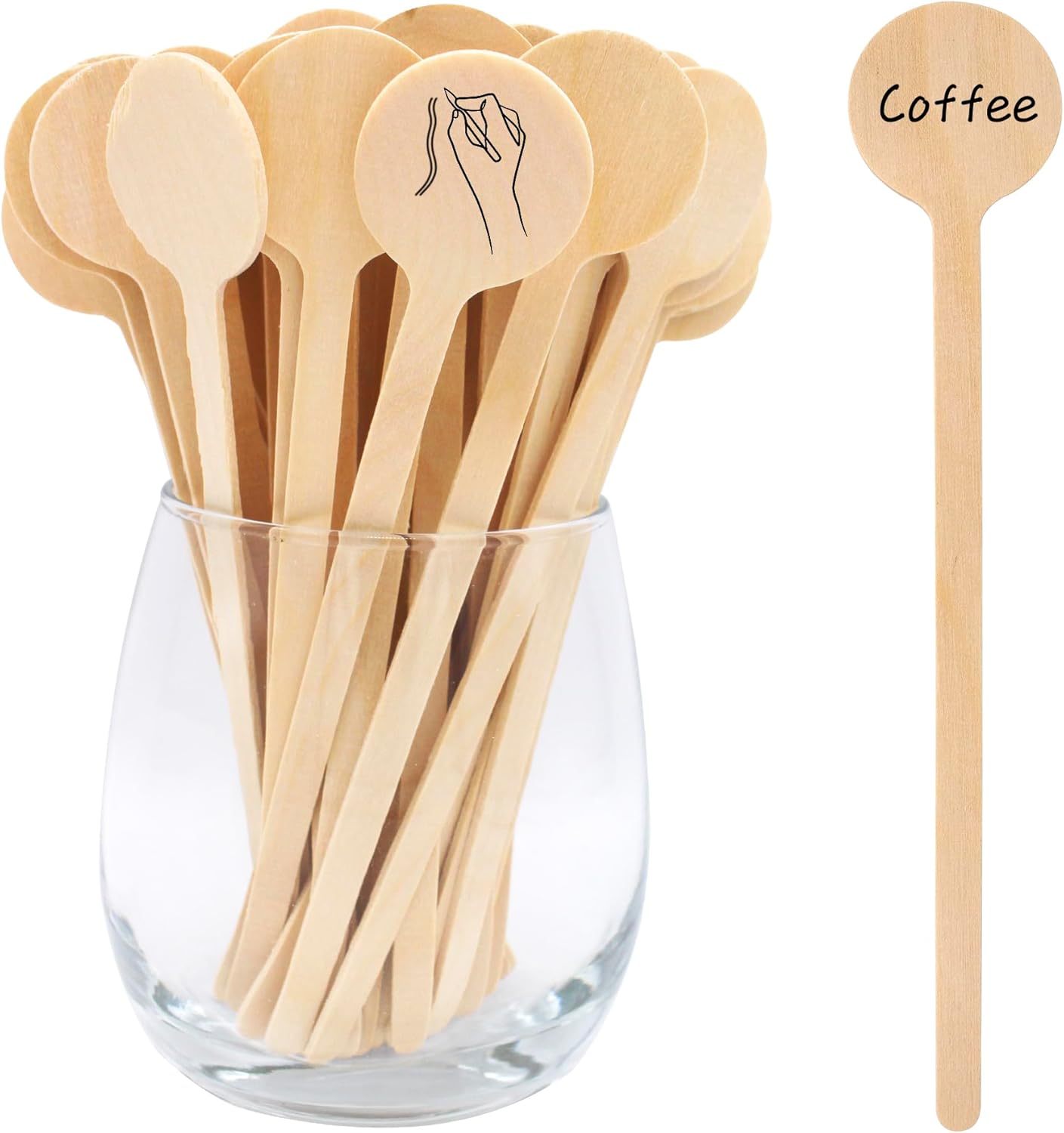 6 In 100Pcs Round Ends Coffee Stirrers, Disposable Eco-Friendly Biodegradable Cafe Grade Coffee Stir Sticks (100pcs)