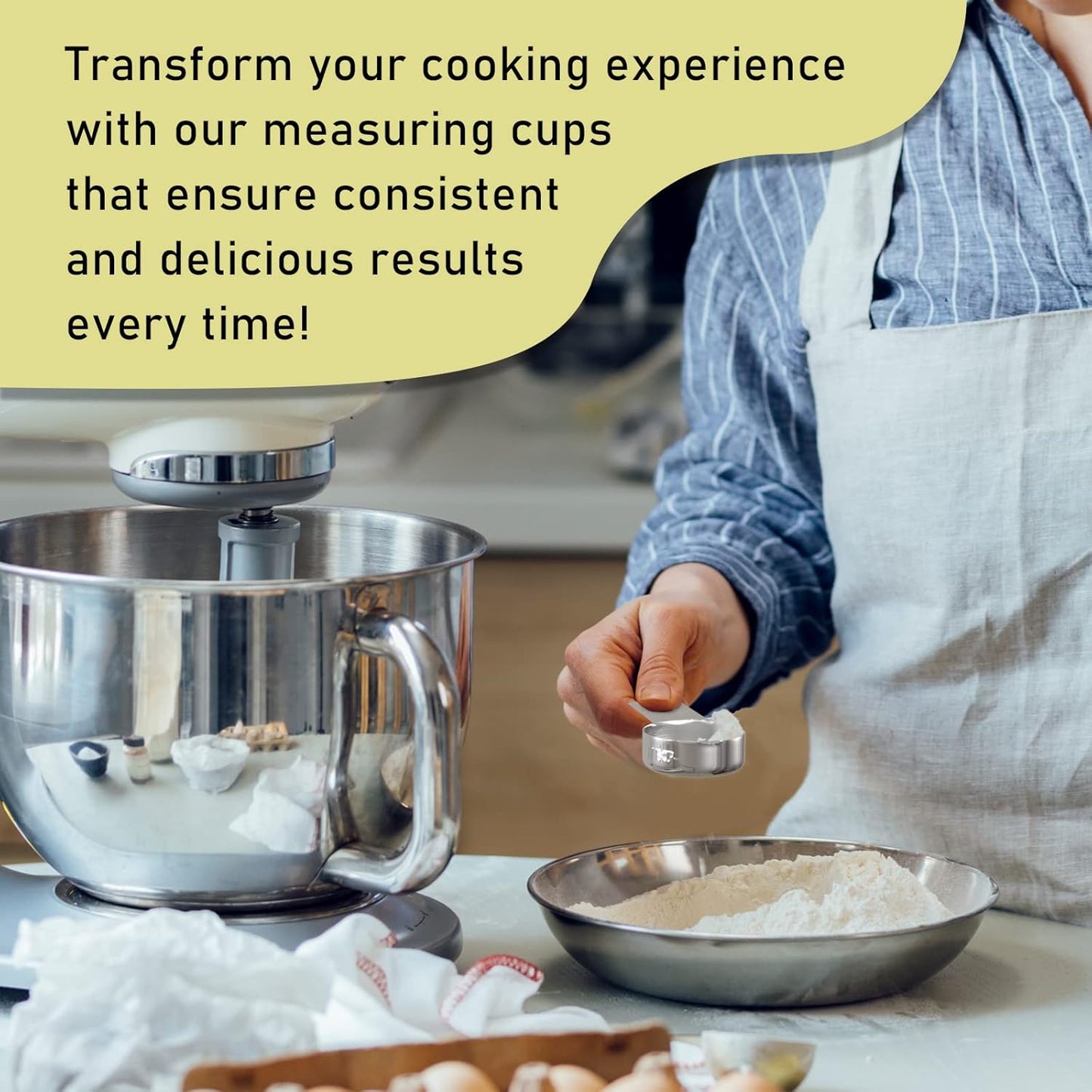 2PCS 1/8Cup (30ml, 1oz) Single Measuring Cup, Stainless Steel Measure Scoop, Metric and US Measurement, Dishwasher Safe