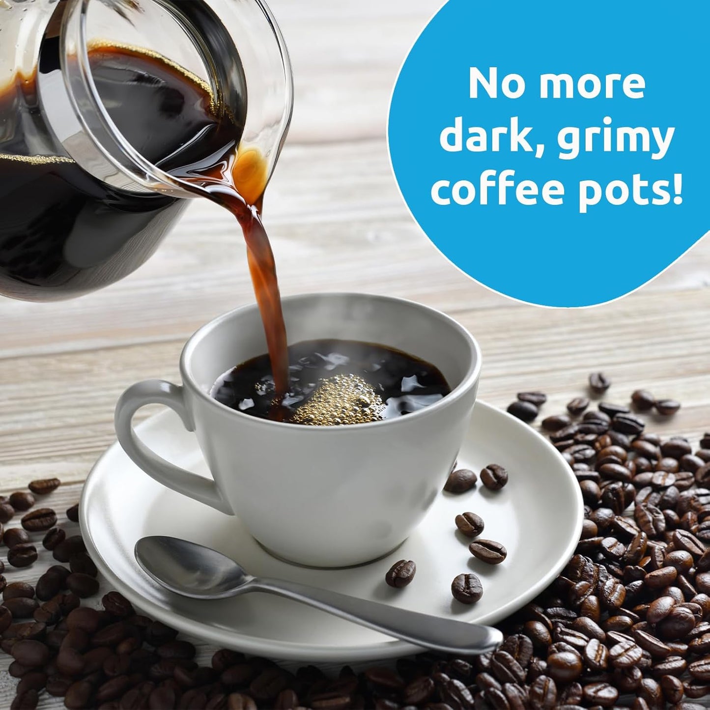 Coffee Equipment Cleaner, All-Purpose Brewing Equipment, Espresso, Coffee Maker Cleaner, Café Clean Removes Oil, Stain Buildup, from Glass, Plastic & Stainless Steel - 1 Oz. (48 Count)