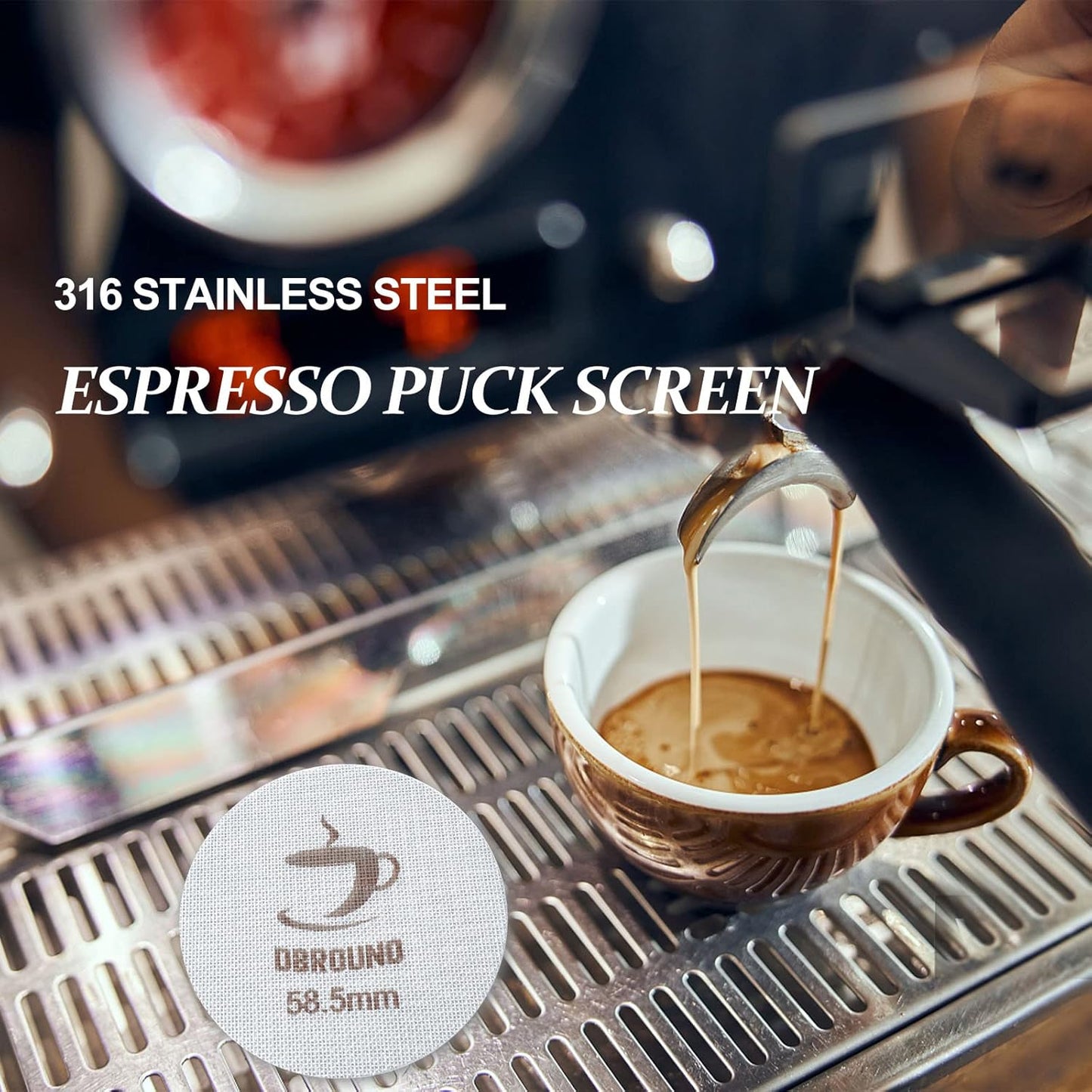 58.5mm Espresso Puck Screen - 2 Packs 1.7mm Thickness 150μm Espresso Puck Screen with Walnut Holder,Reusable Stainless Steel Replacement Part Compatible with 58mm Portafilter Series Espresso