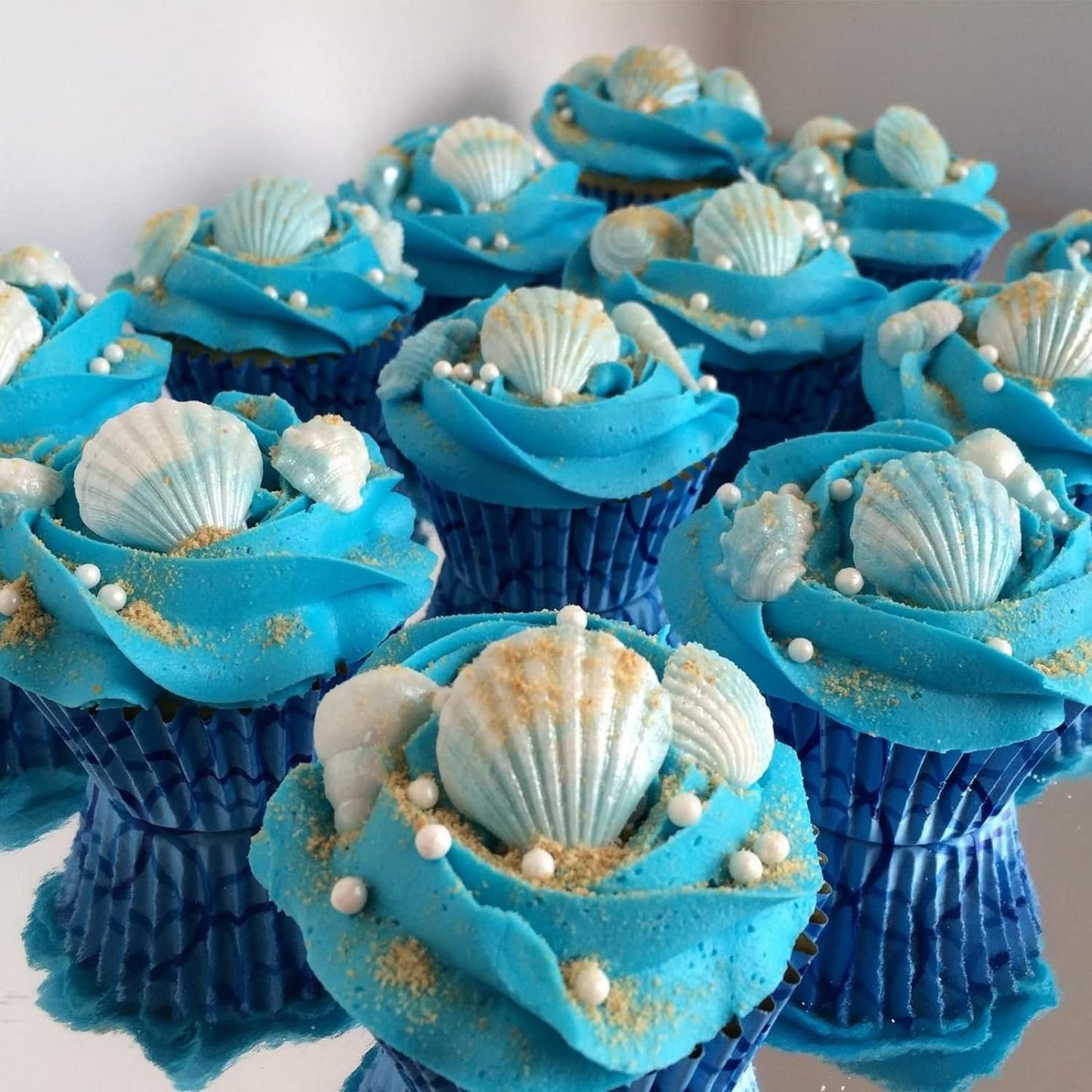 Sakolla Marine Theme Fondant Molds, 4 PCS Seashell Conch Starfish Baking Silicone Molds for Cake Decoration Chocolate Soap Crafting