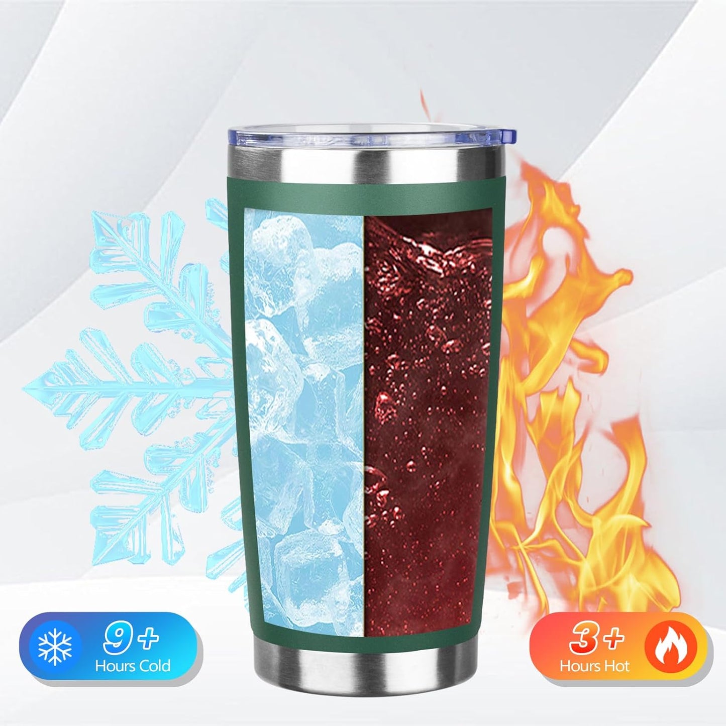 20oz Tumbler Bulk with Lid and Straw, Stainless Steel Double Wall Vacuum Insulated Travel Mug, Powder Coated Coffee Cups for Hot and Cold Drinks,Funny Gifts for Women Men(Dark green,1)