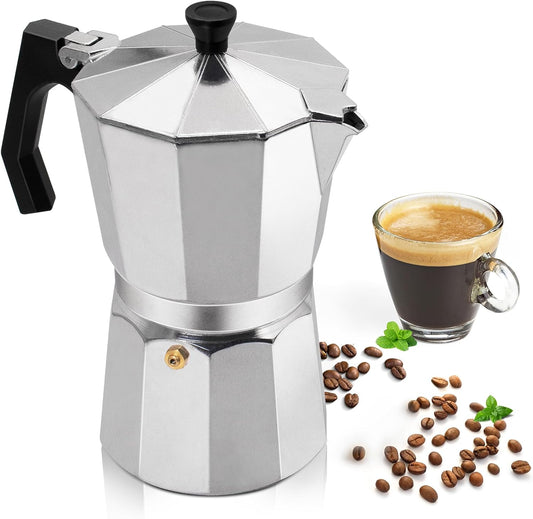 Aluminum 3 Cup 150ml Moka Pot Express Coffee Maker Stovetop Espresso Percolator Coffeemaker Italian Classic Style Brewing Greca Cafe Mocha Machine for Cafeteras Lover Camping Travel and Home Use 5oz