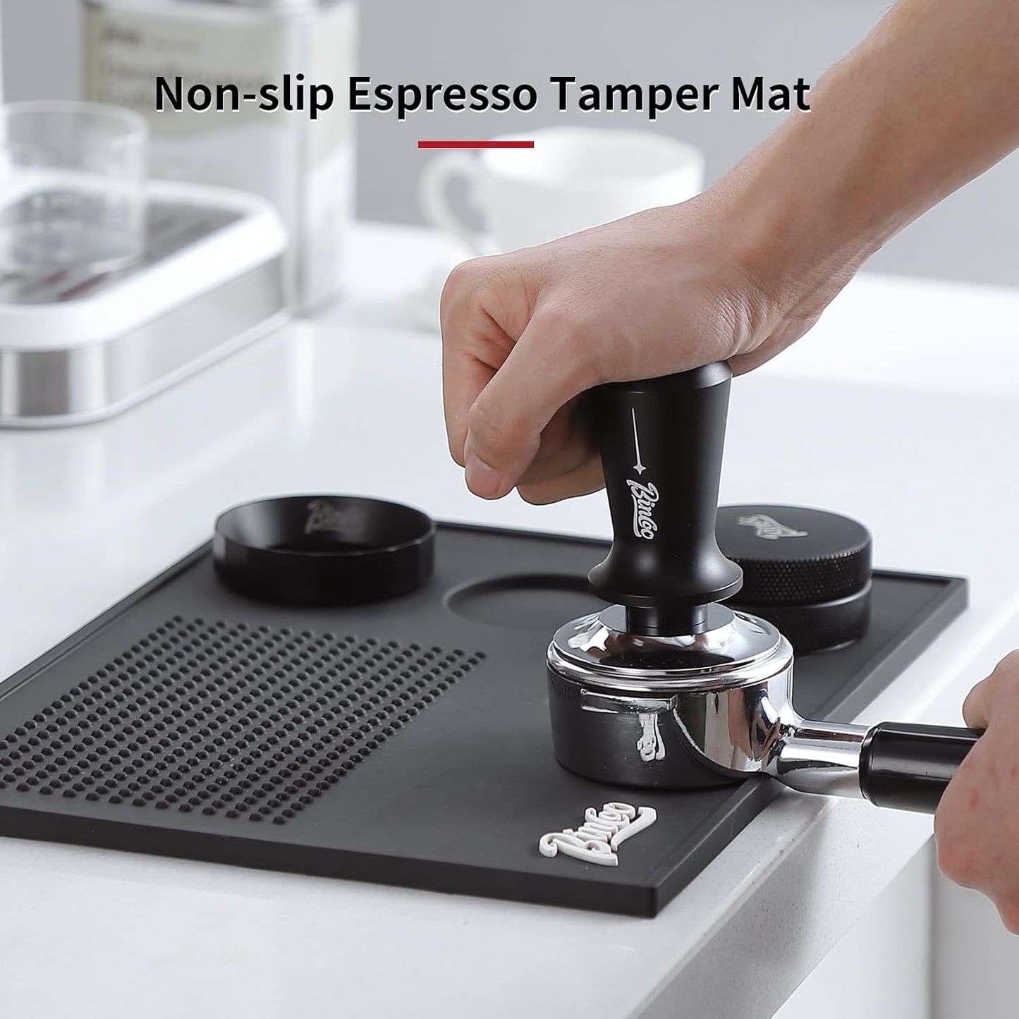 Espresso Tamping Mat - Thick Silicone Tamper Mat Coffee Bar Mat, Non-slip Coffee Tamper Holder Pad for Baristas Home