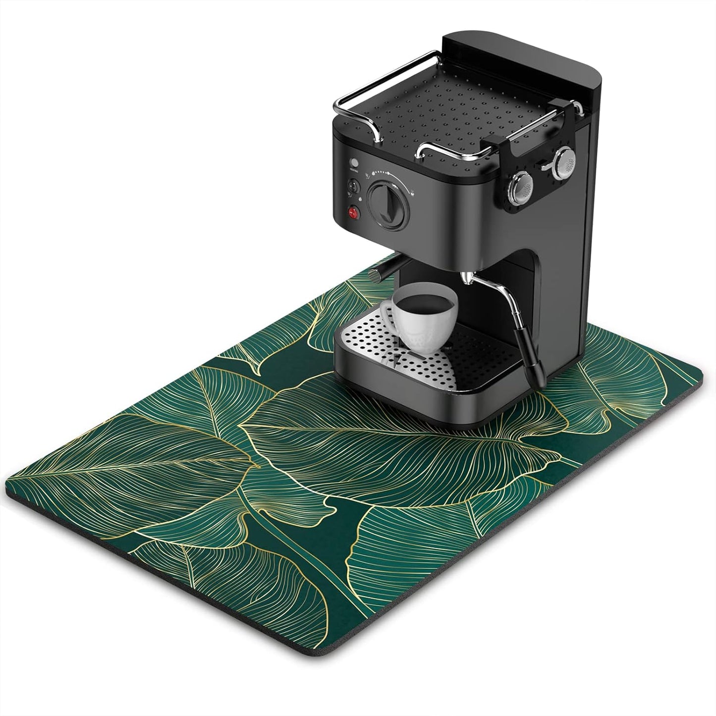 Rnivvi Coffee Mat, 16" x 24" Cute Tropical Theme Coffee Bar Mats for Espresso Machine Station Accessories and Organizer, Hide Stain Rubber Backed Absorbent Dish Drying Pad for Kitchen Counter, Palm