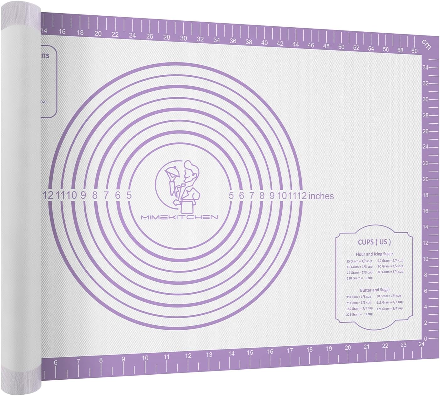 Non Stick Pastry Mat,Extra Large Silicone Baking Mat with Measurement, Food Grade Dough Rolling Mat for Making Cookies Macarons Bread Pie Crust, Easy to Clean& Multi-Purpose