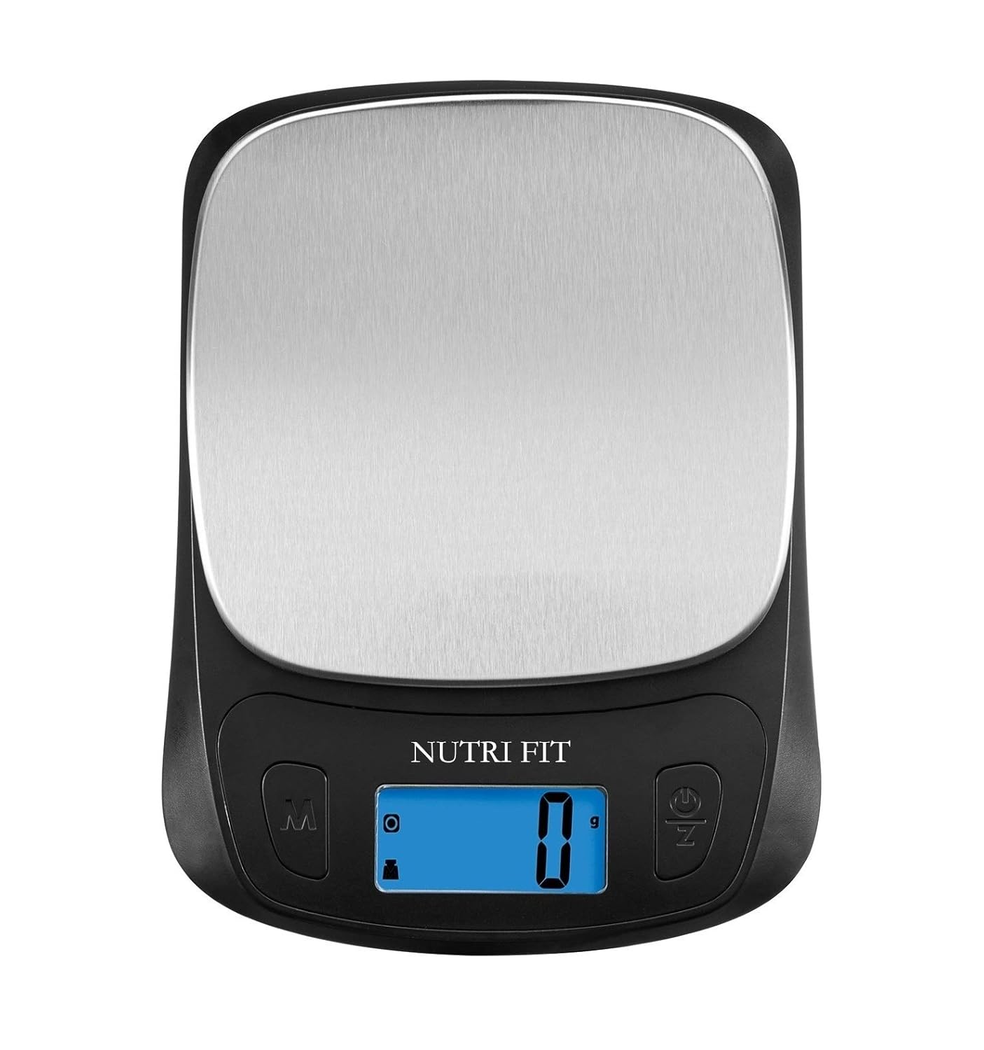 NUTRI FIT Ultra Slim Kitchen Scale Digital Food Weight Scale for Baking Cooking in Grams and Ounces Tare & Backlit LCD Display 11lb 5kg Capacity- Black/Stainless Steel