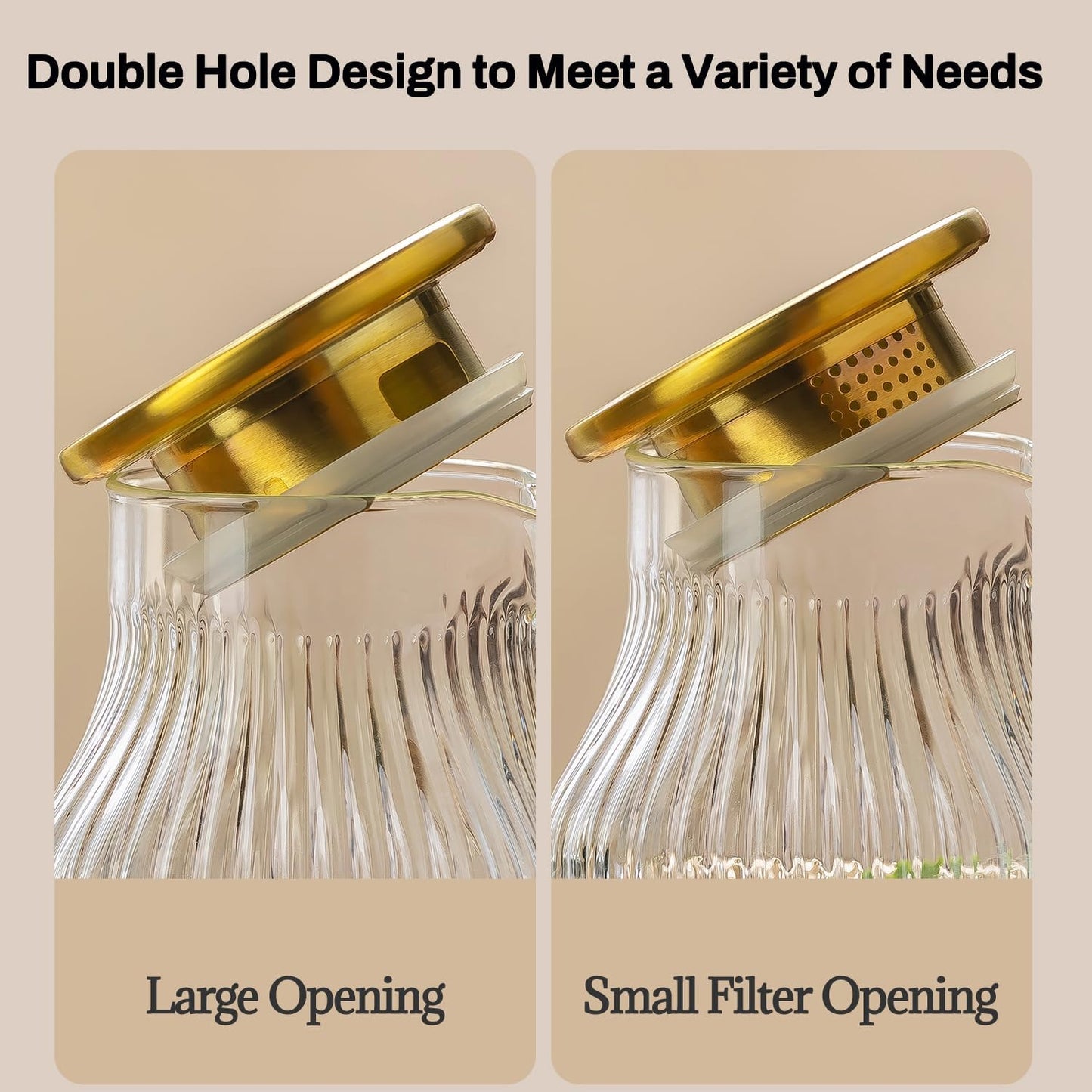 2 PACK Square Glass Pitcher with Lid and Spout,68 oz/2 Liter Vertical Stripes Water Pitcher for Fridge, Borosilicate Glass Water Carafe for Cold Brew, Coffee, Lemonade, Sun Tea,Heat Resistant