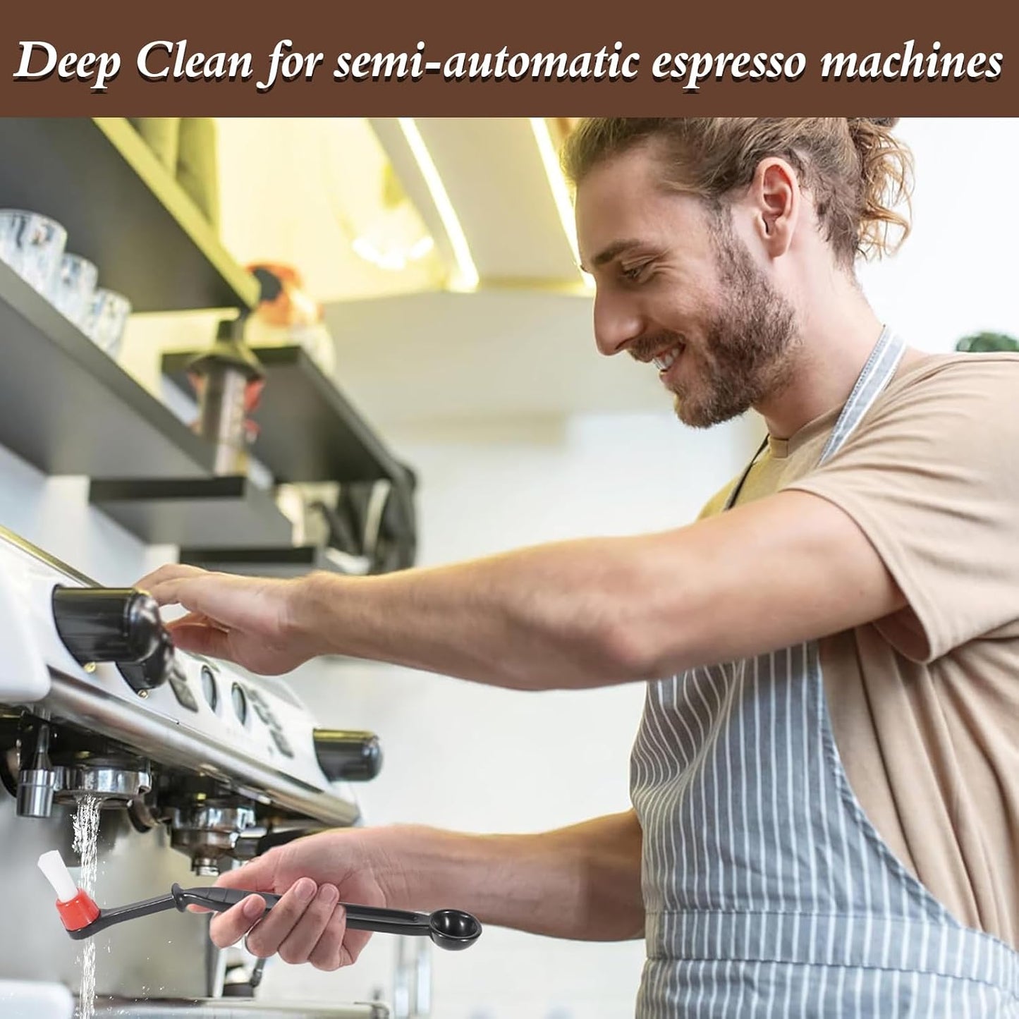 Espresso Coffee Machine Cleaning Brush 2 Pieces Coffee Brush Espresso Cleaning Brush with Spoon Head for Coffee Grinder and Espresso Cleaning