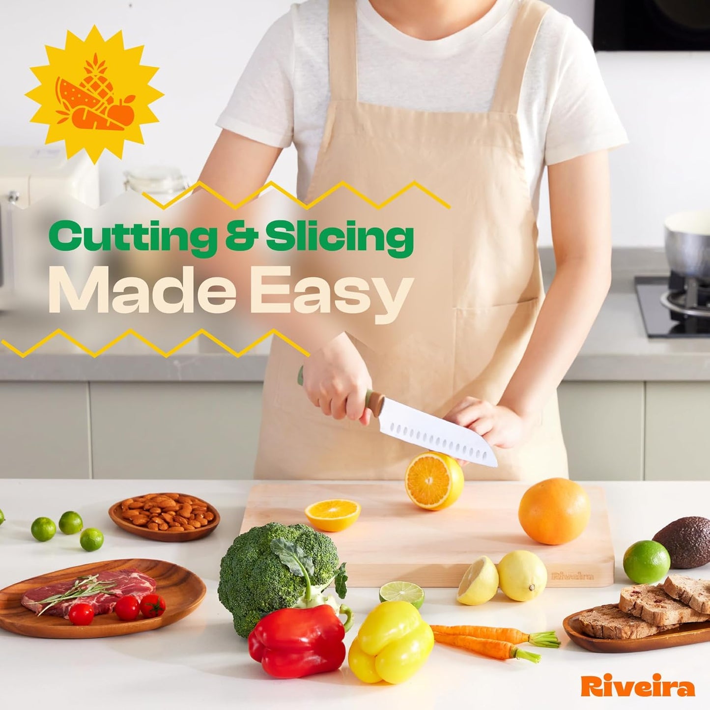 Riveira Maple Wood Cutting Board – Gourmet Maple Grandeur: 36 x 24 Wooden Cutting Board – Natural Wooden Cutting Boards For Kitchen Decorative – Innovative Juice Grooves Maple Wooden Chopping Board