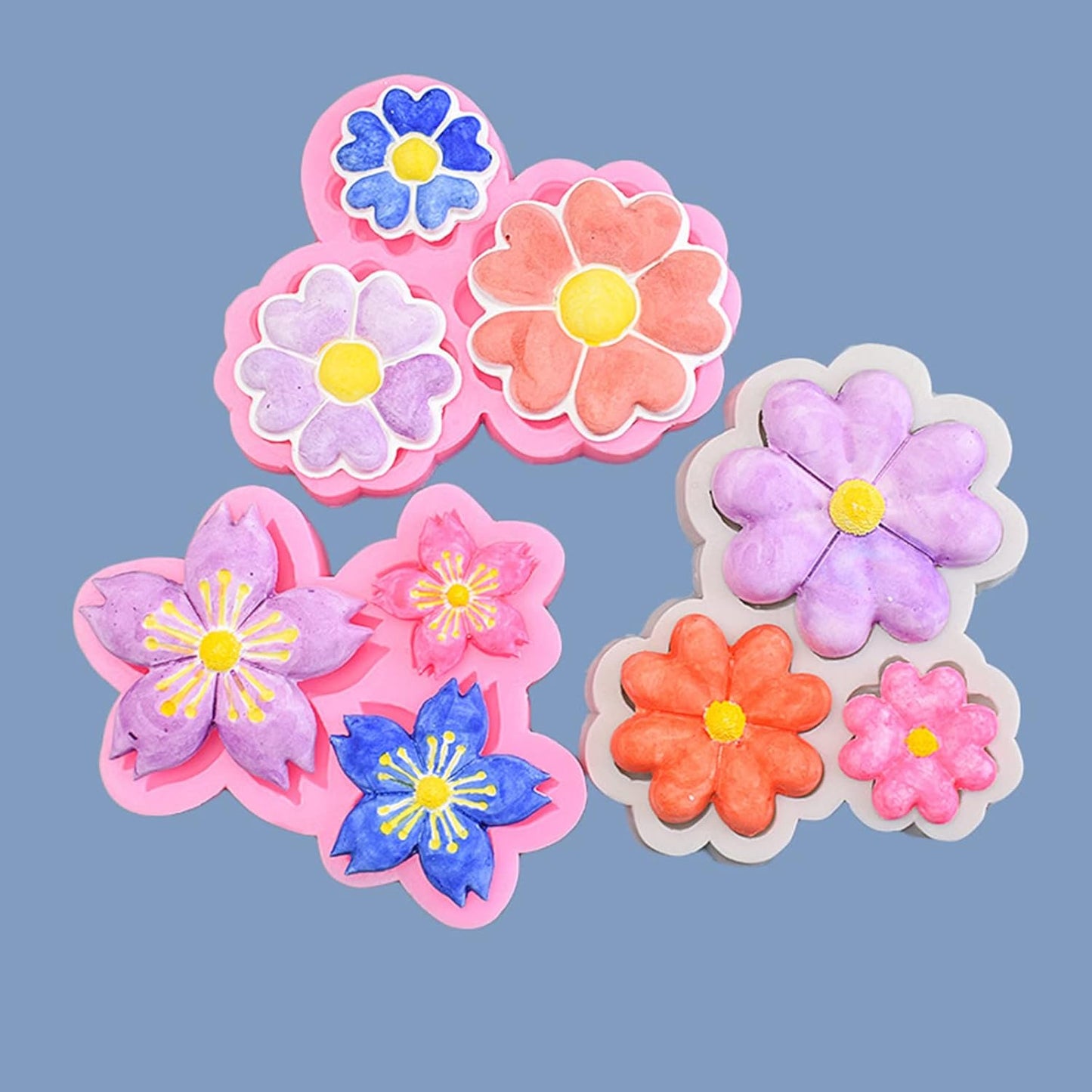 9 Pcs Flowers Fondant Molds,Flower Silicone Mold for Cupcake Dessert Chocolate Jelly Cookie Decor, Jewelry, Pastry, Chocolate,Handmade Soap Mould Candy Making(Pink)