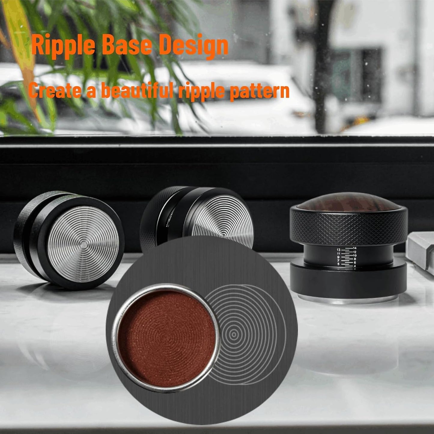 Espresso Tamper for 53mm Coffee Tamper with Spring Loaded Tamper,WDT Tool with Clear Memory Scale,Stainless Steel Tamper for Espresso Machine Accessories,for Home,Office & Coffee Bar