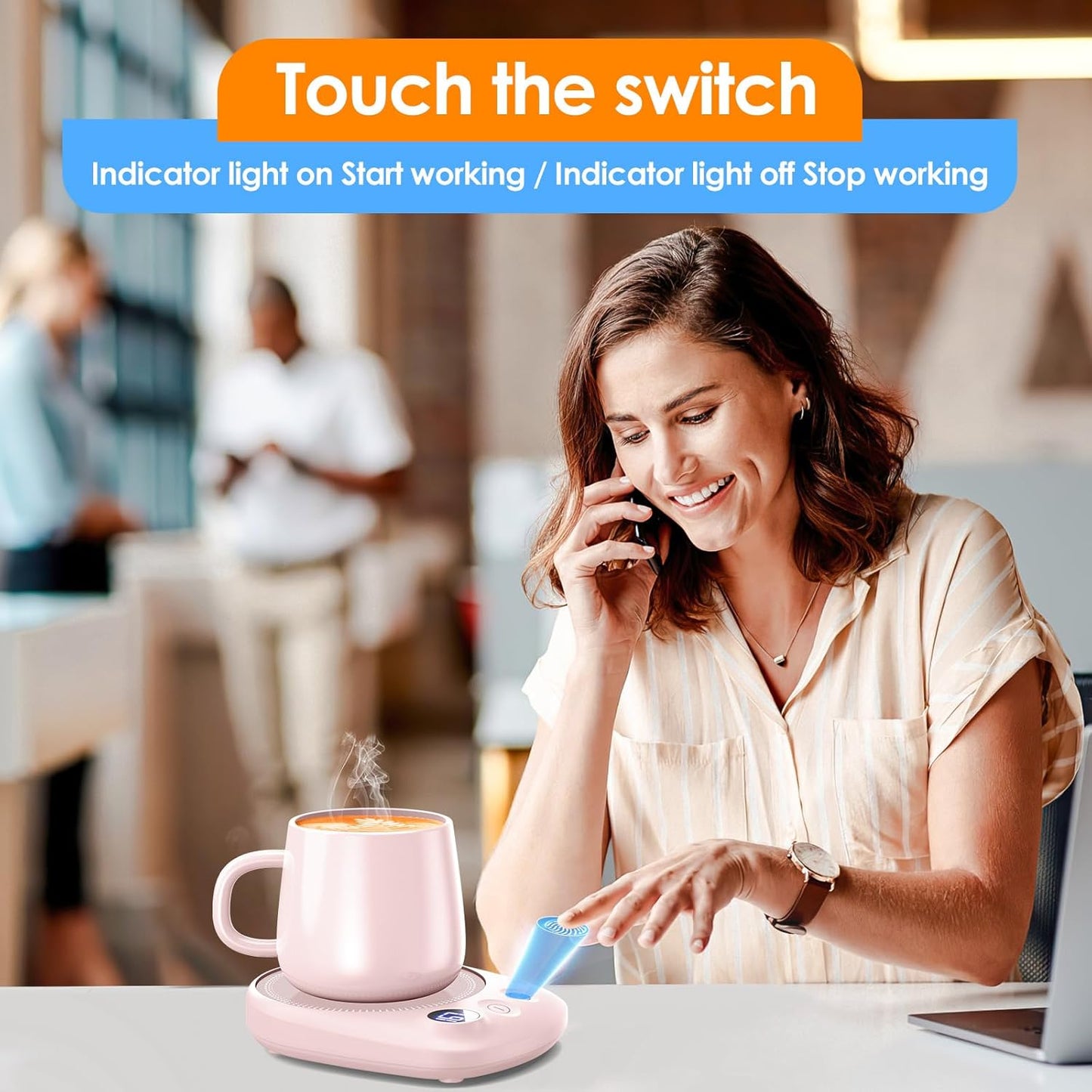 Coffee Mug Warmer - Fastest Heating & Highest Temperature, Coffee Cup Warmer for Desk Auto Shut Off, 4 Temp Settings & 1-12H Timer, Smart Electric Beverage Warmer for Coffee, Tea (Pink)