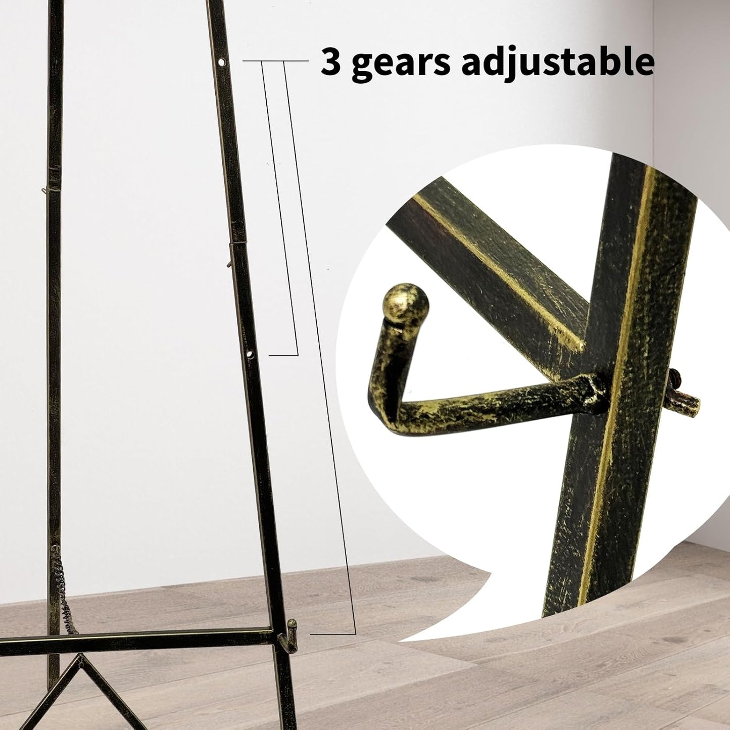 58 Inch Iron Adjustable Arts & Crafts Easels,Metal Easel Stand with Chain Support for Mirror,Floor Easels for Display Wedding Sign(Bronze)