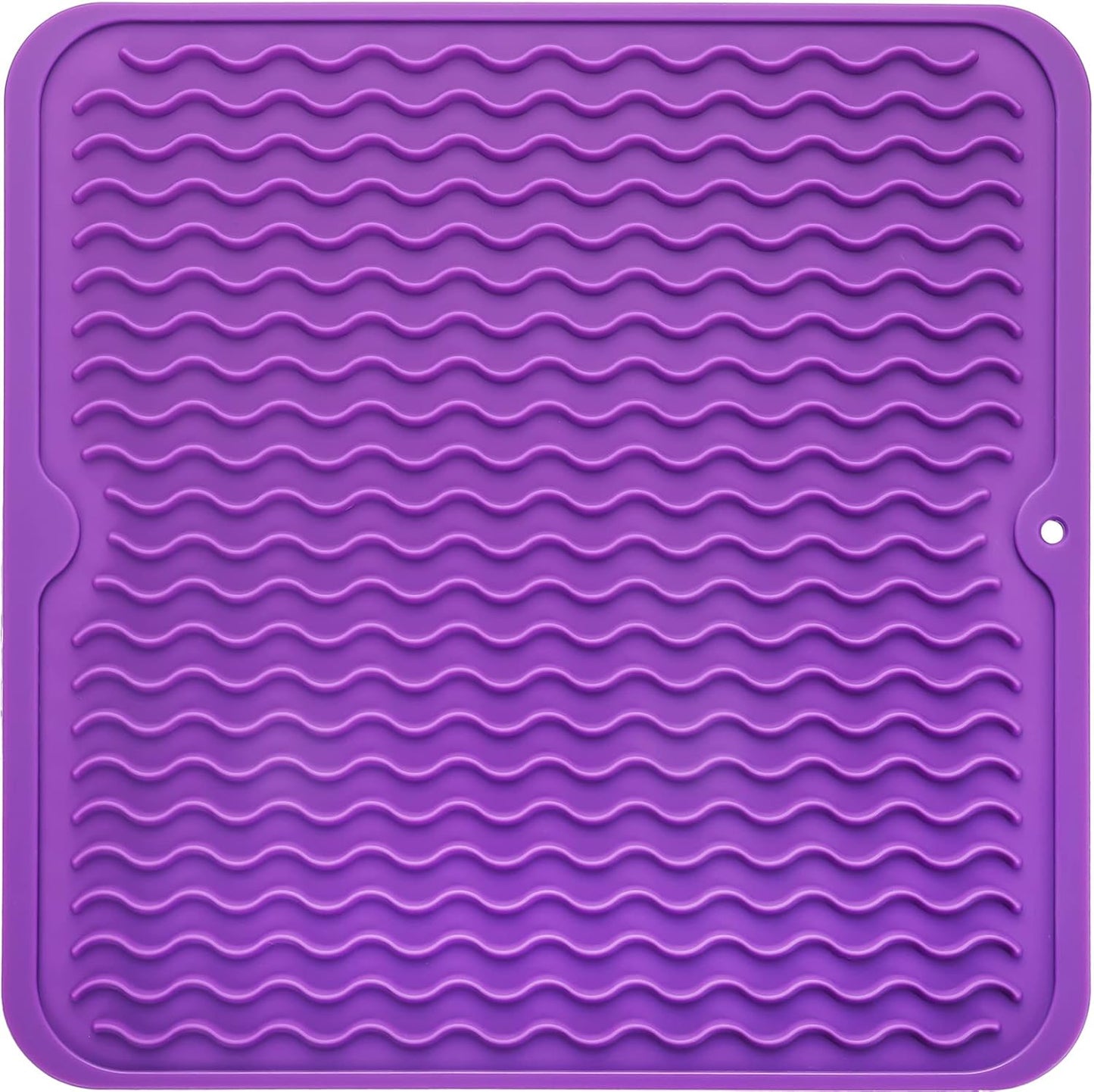 Silicone Dish Drying Mat for Multiple Usage,Easy clean,Eco-friendly,Heat-resistant Silicone Mat for Kitchen Counter or Sink,Refrigerator or Drawer liner Purple M 12 inches x 12 inches