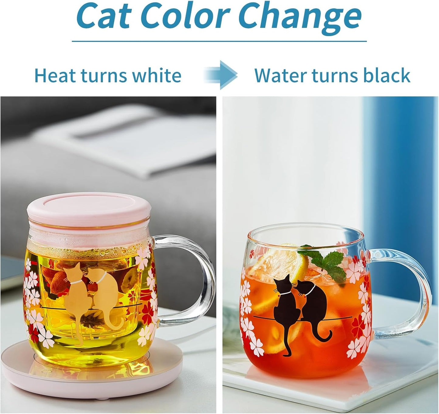 Glass Tea Cup with Infuser and Lid, 16.2oz/480ml Large Borosilicate Teacup,Tea Glass, Clear Mug for Loose Leaf Tea, Blooming Tea, Microwave & Dishwasher Safe - Tea Maker Gift for Birthday