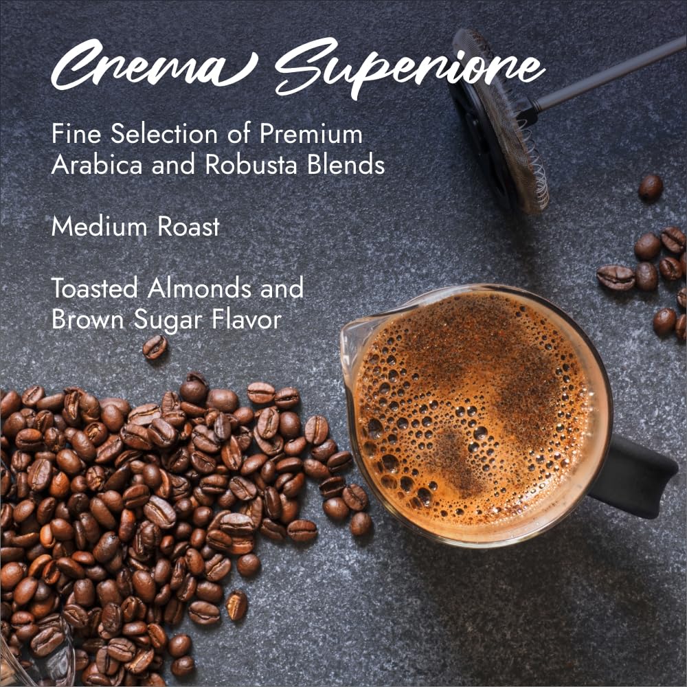 Caffe Borbone, Whole Bean Coffee Blend, Crema Superiore, Medium Roast, Roasted and Freshly Packaged in Italy, 2.2 Pound Bag (Pack of 2)