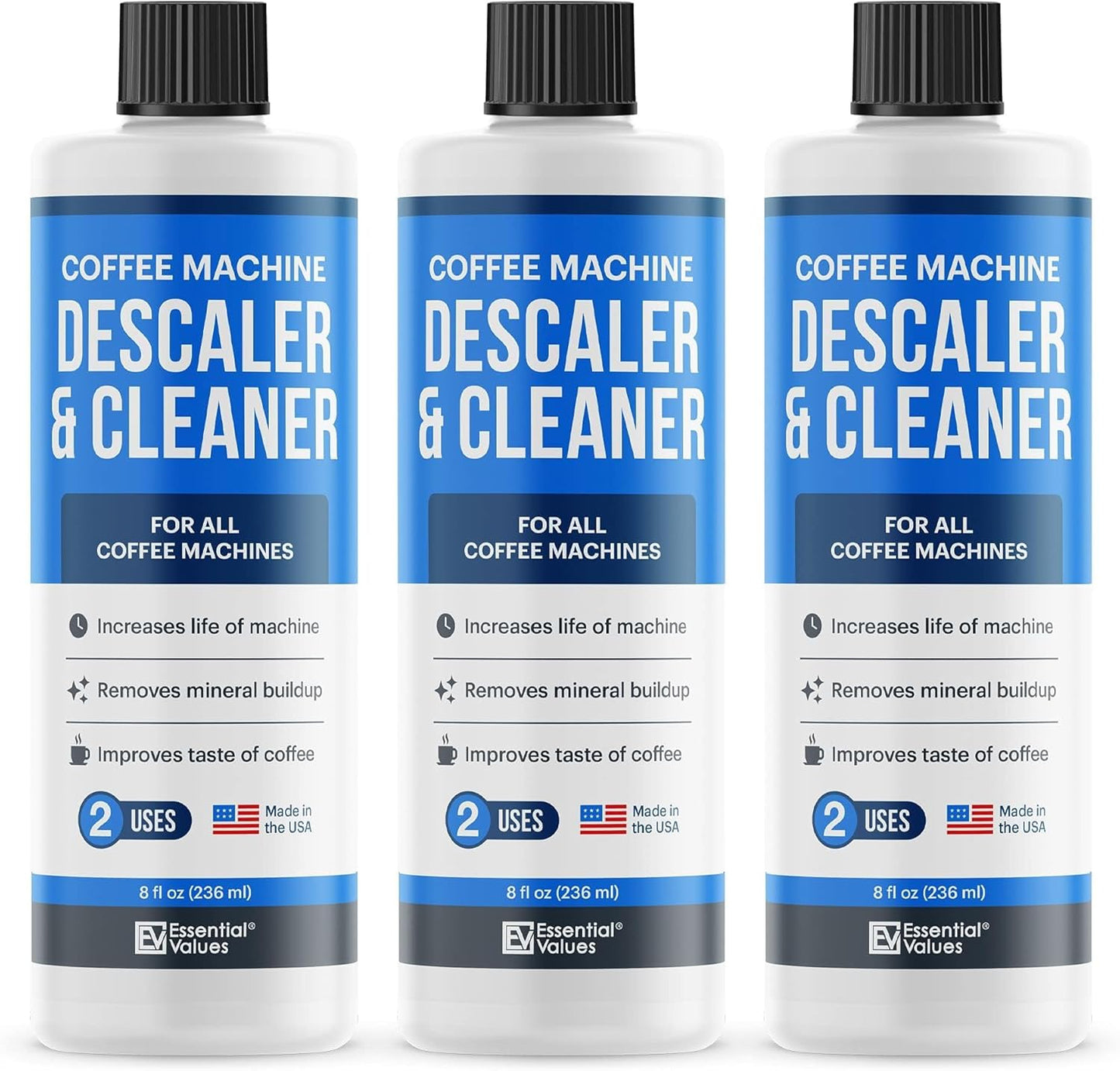 Descaling Solution (6 Uses) Coffee Machine Descaler Cleaner | Compatible with Breville Keurig Nespresso Delonghi & More | Liquid To Descale Automatic Coffee Makers & Espresso Machines 3 pack