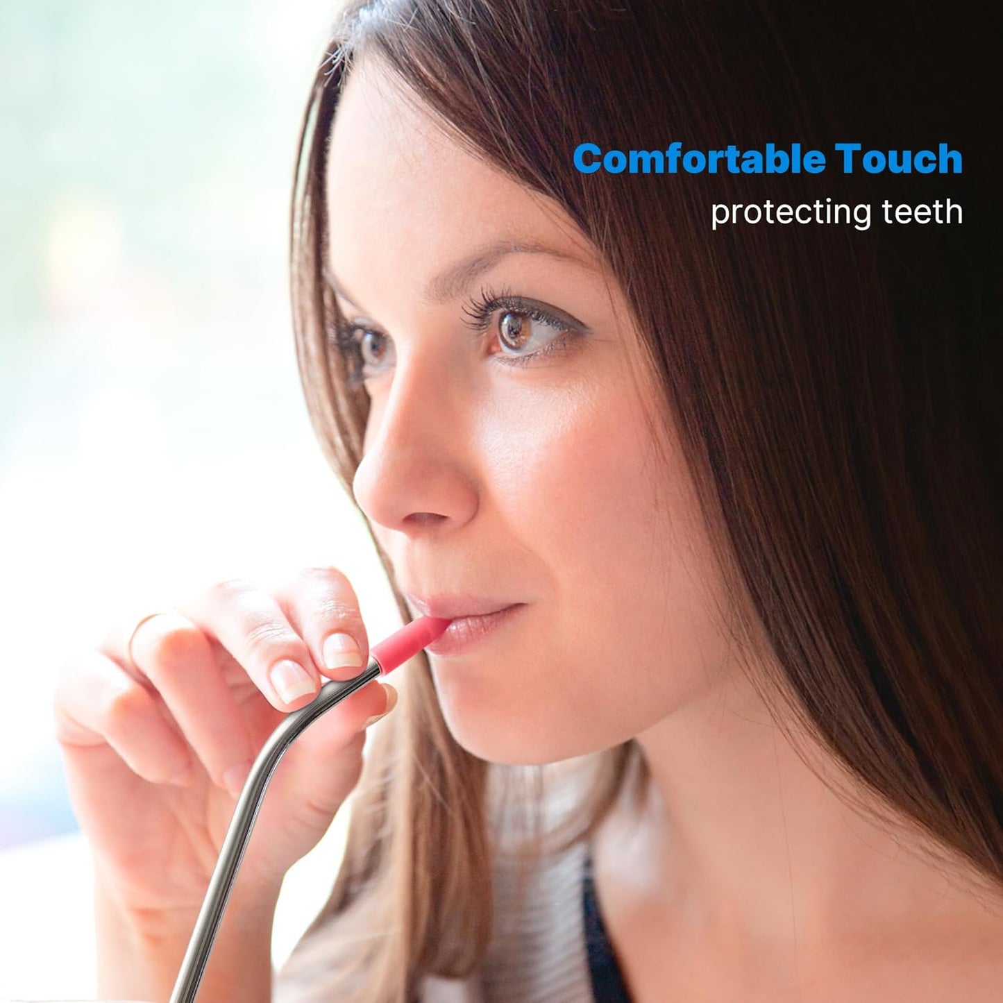 2 Pcs Stainless Steel Straw with Silicone Tips for 40 oz Stanley Tumbler, Repeatable 40 oz Metal Straws for Stanley Adventure Quencher Travel Tumbler Cup, BPA Free（Light Green）