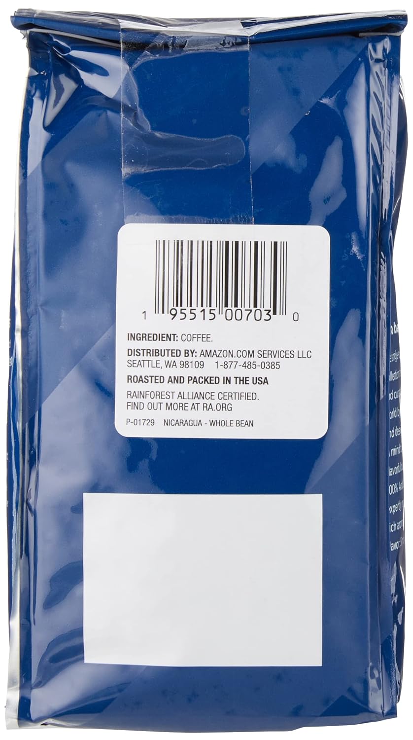 Amazon Fresh, Nicaragua Whole Bean Coffee, Medium Roast, 12 Oz