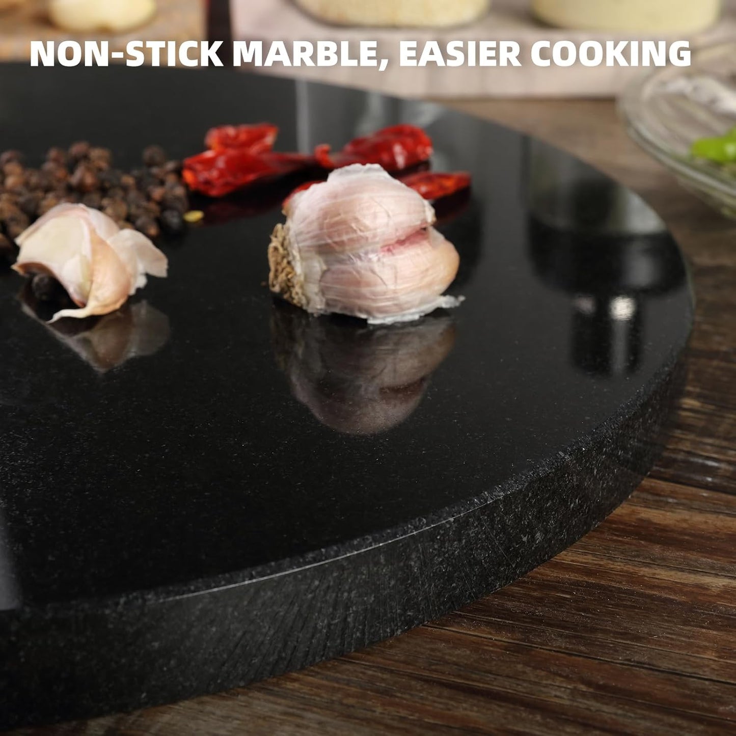 Koville African Natural Marble Cutting Board for Kitchen, 11inch Round Hand Crafted Marble Slab for Cheese, Charcuterie, Pastry Board - Wedding Gift, House Warming Gift(Zimbabwe Black)