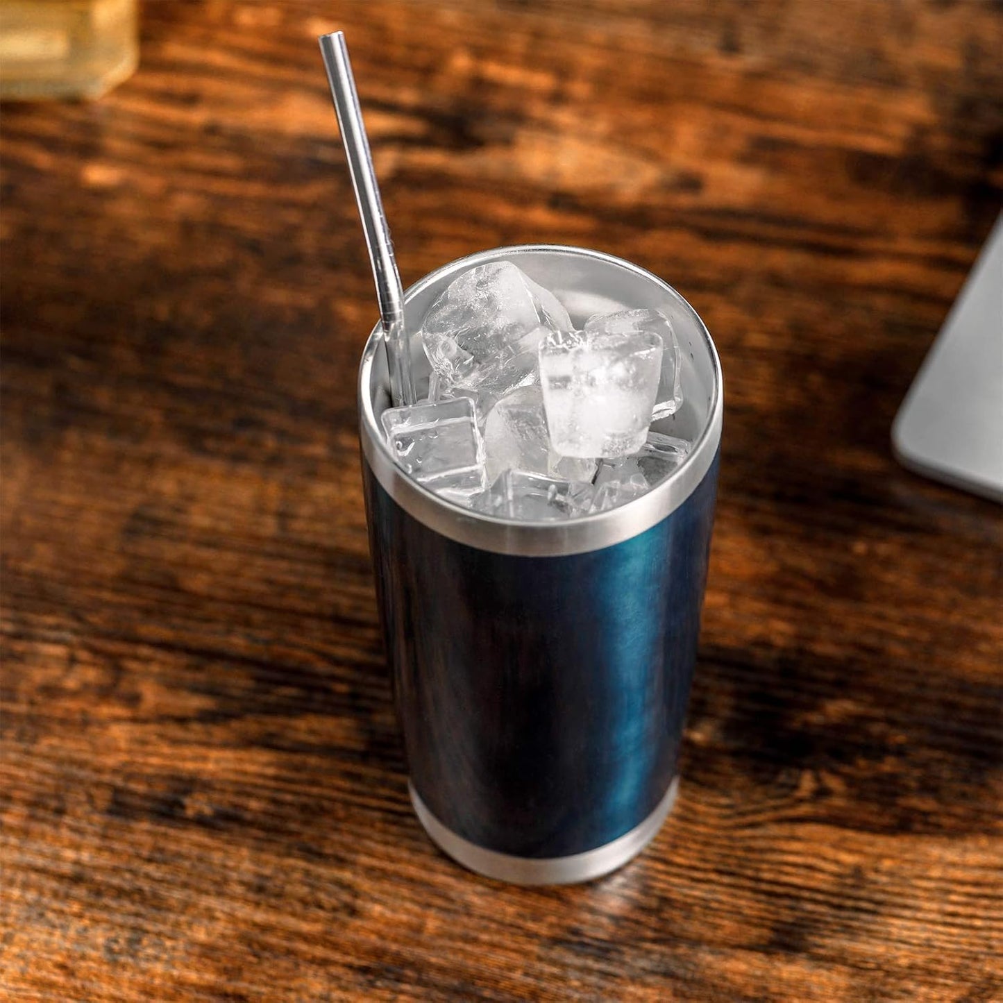 COMOOO 20oz Double Wall Vacuum Insulated Travel Mug, Stainless Steel Tumbler with Lid and Straw Durable Powder Coated Insulated Coffee Cup for Cold & Hot Drinks (Peacock blue, 6 Pack)