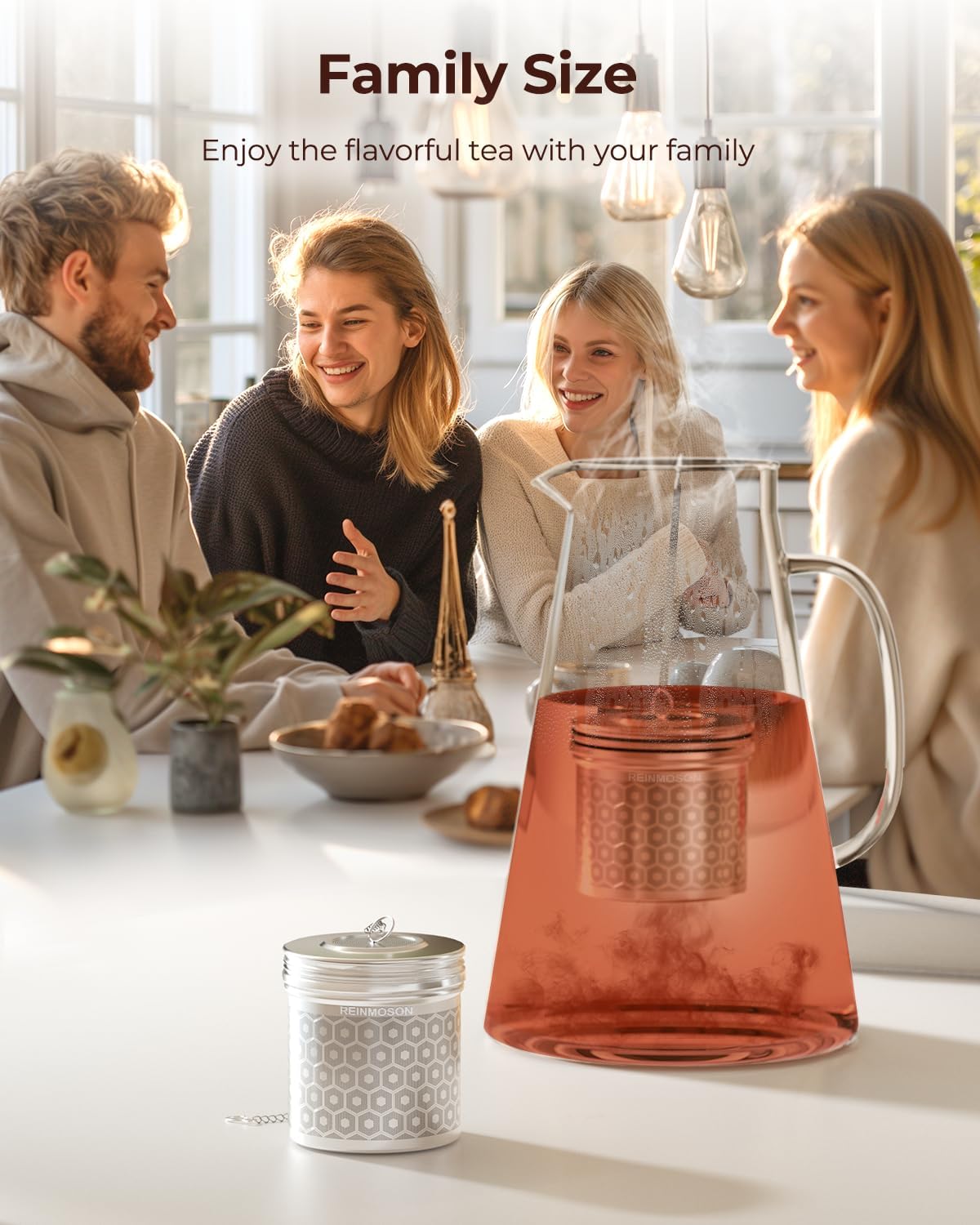 2 Pack Reinmoson Extra Large Tea Infuser for Loose Tea & Spice Infuser for Cooking, Extra Fine Mesh Large Tea Strainers for Loose Tea, 304 Stainless Steel Loose Leaf Tea Steeper