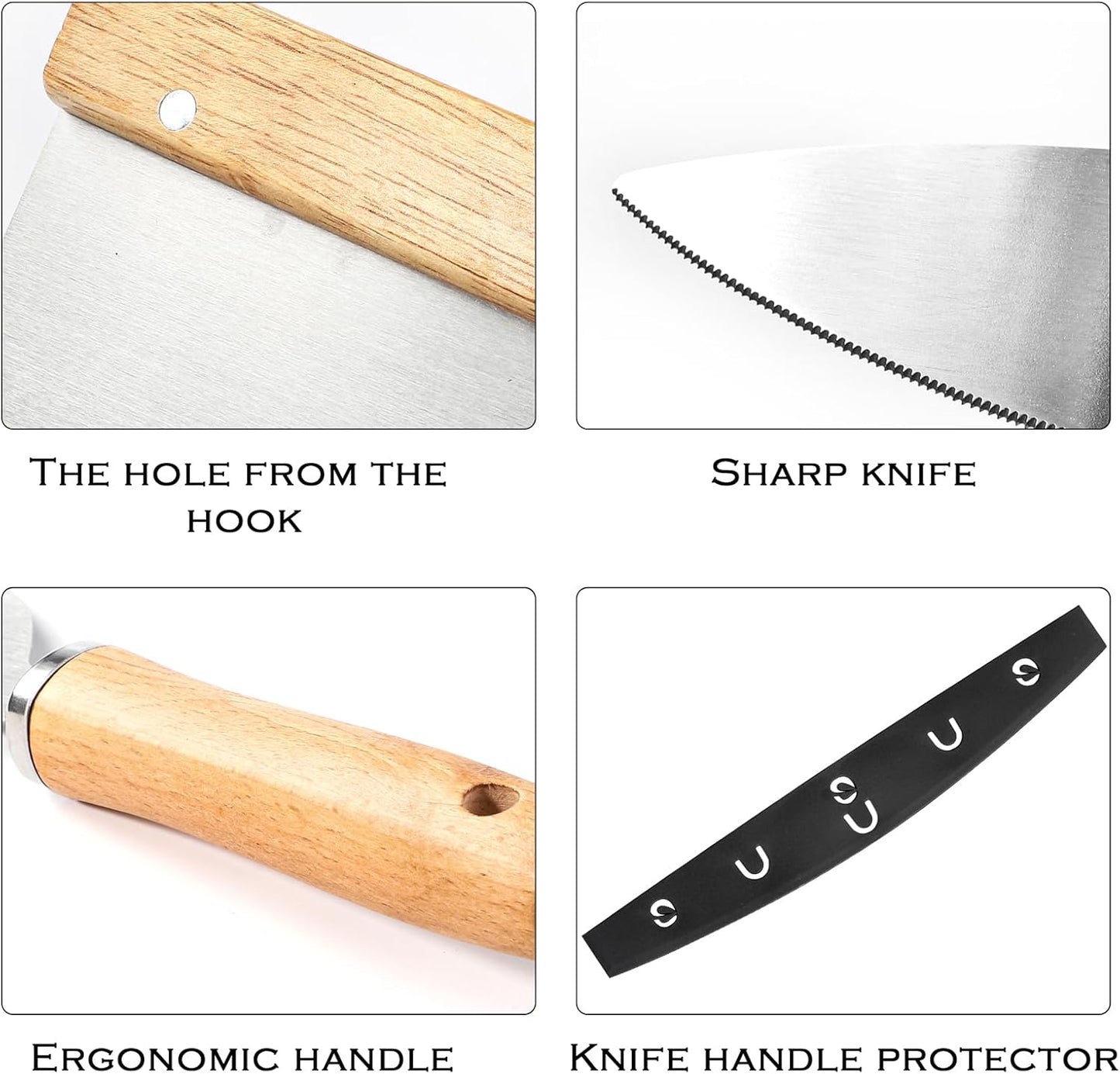 Pizza Cutter Rocker Blade with Wooden Handle and Guard, Sharp Stainless Steel Pizza Slicer, Dough Cutter Equipped with Pizza Spatula, Pizza Oven Accessories for Kitchen Commercial Use