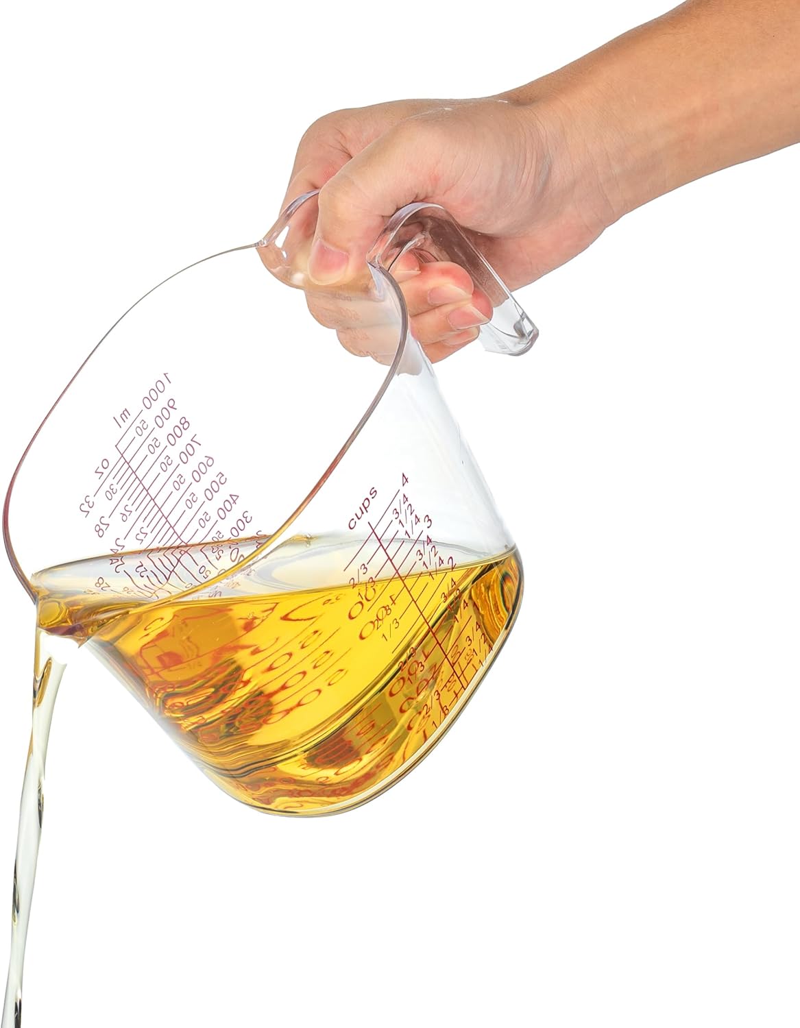 3PCS Nesting Liquid Measuring Cups Set, Measuring Jugs For Kitchen 1 Cup/250ml/8oz, 2 Cup/500ml/16oz,4 Cup/1000ml/32oz - BPA Free Plastic Set with Spout Multiple Measurement Scales (Clear)